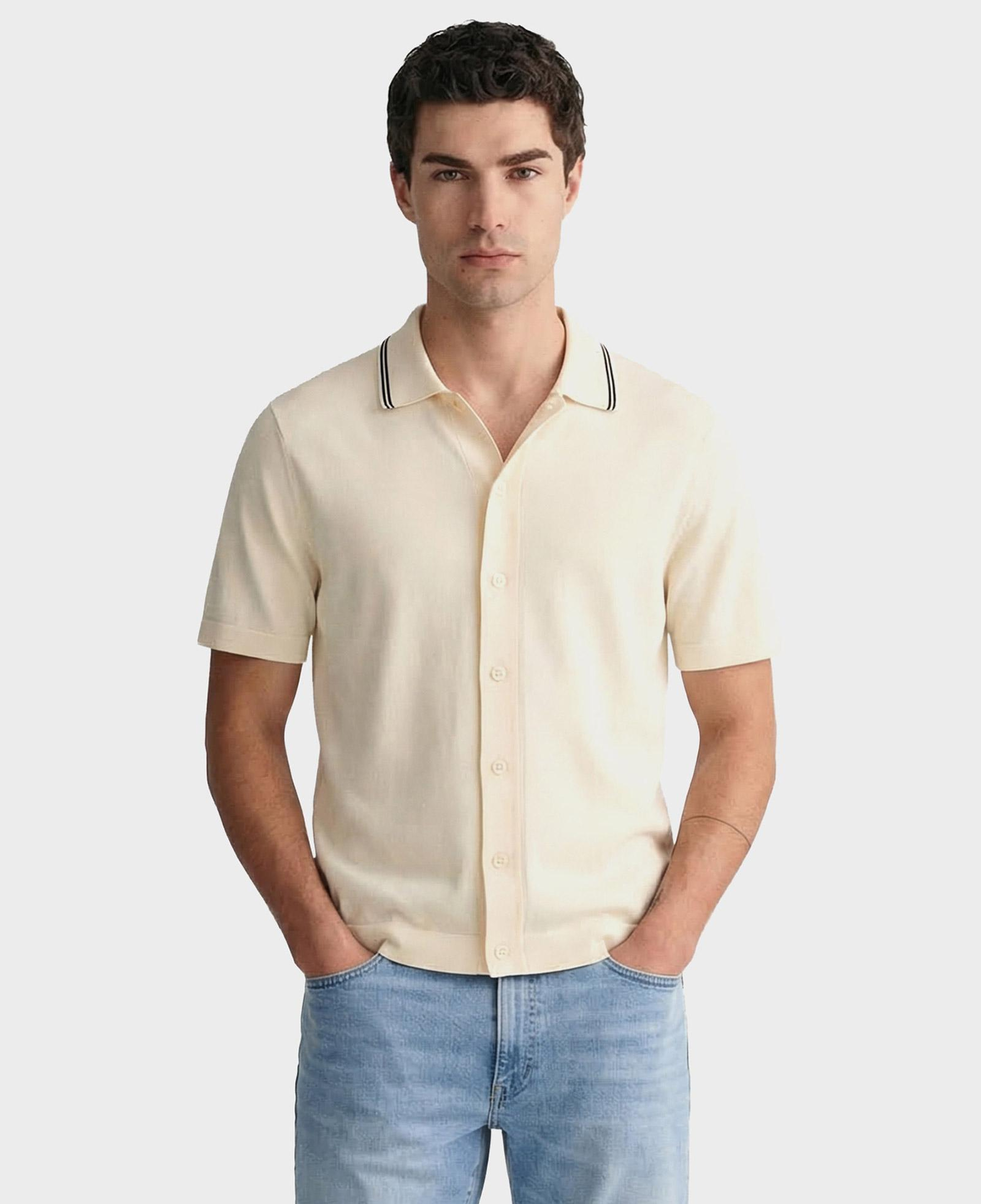 GANT Erkek Krem Regular Fit Kısa Kollu Resort Yaka Gömlek