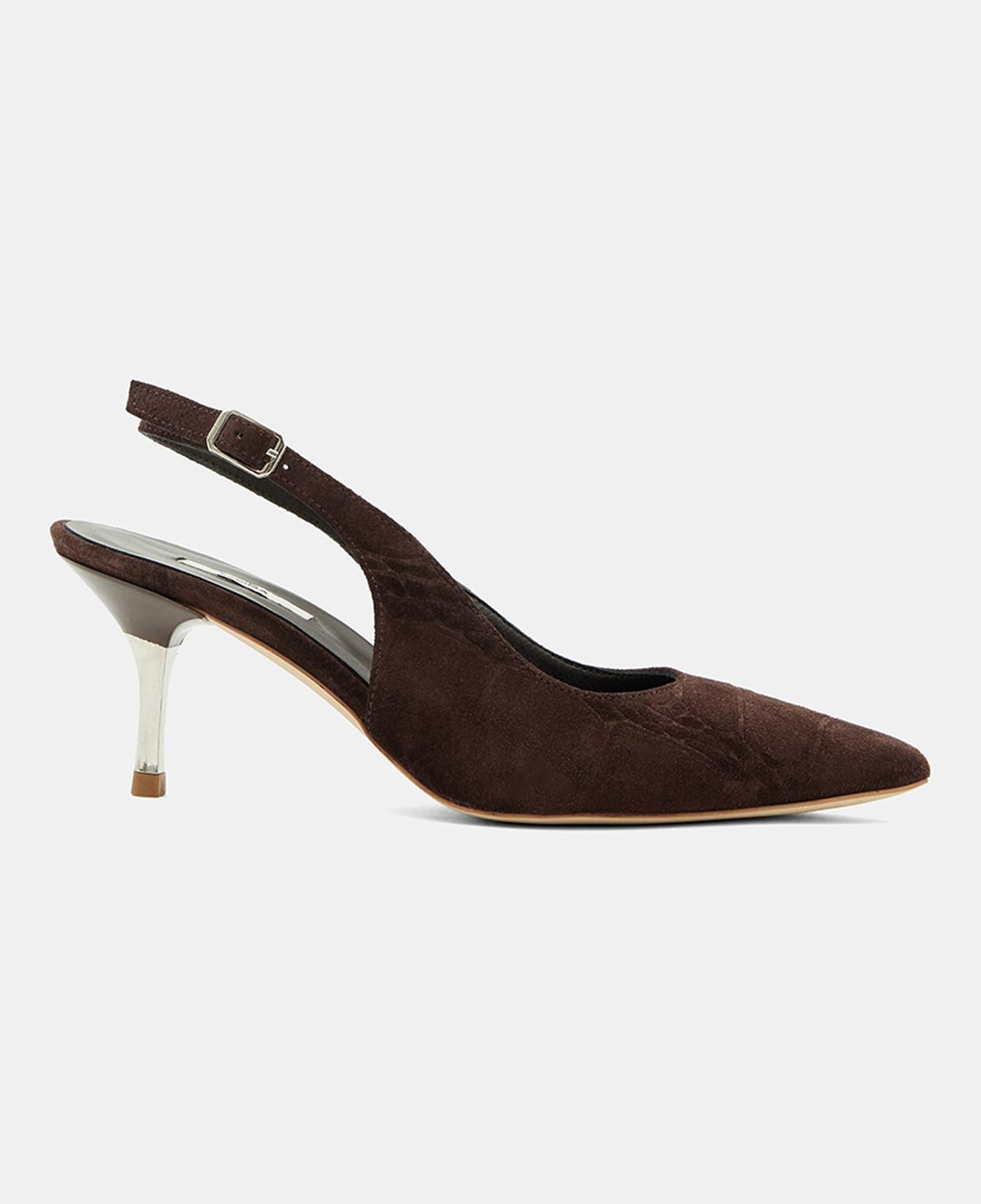 Kadın Koyu Kahve Kroko Desenli Sivri Burunlu Süet Stiletto