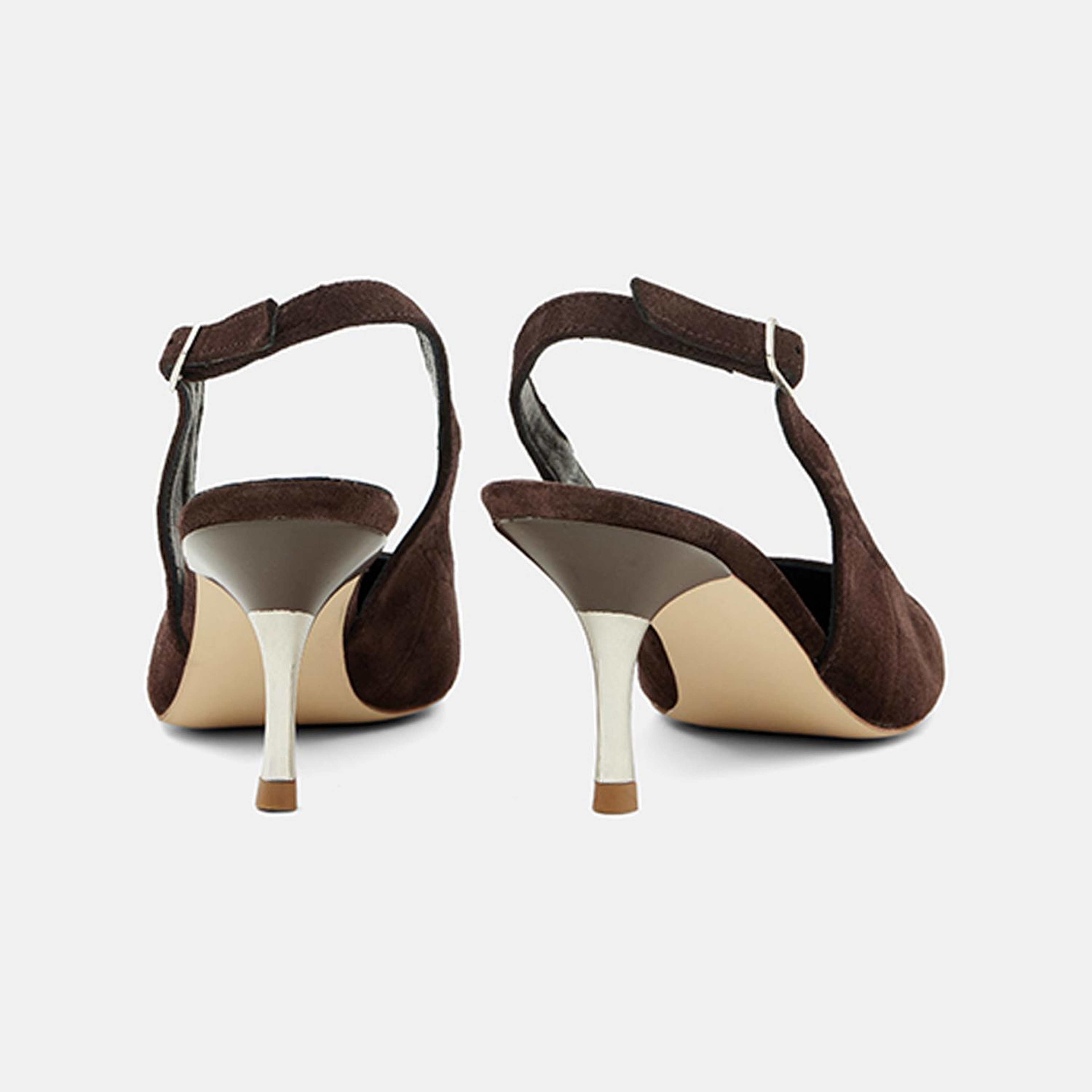 Kadın Koyu Kahve Kroko Desenli Sivri Burunlu Süet Stiletto