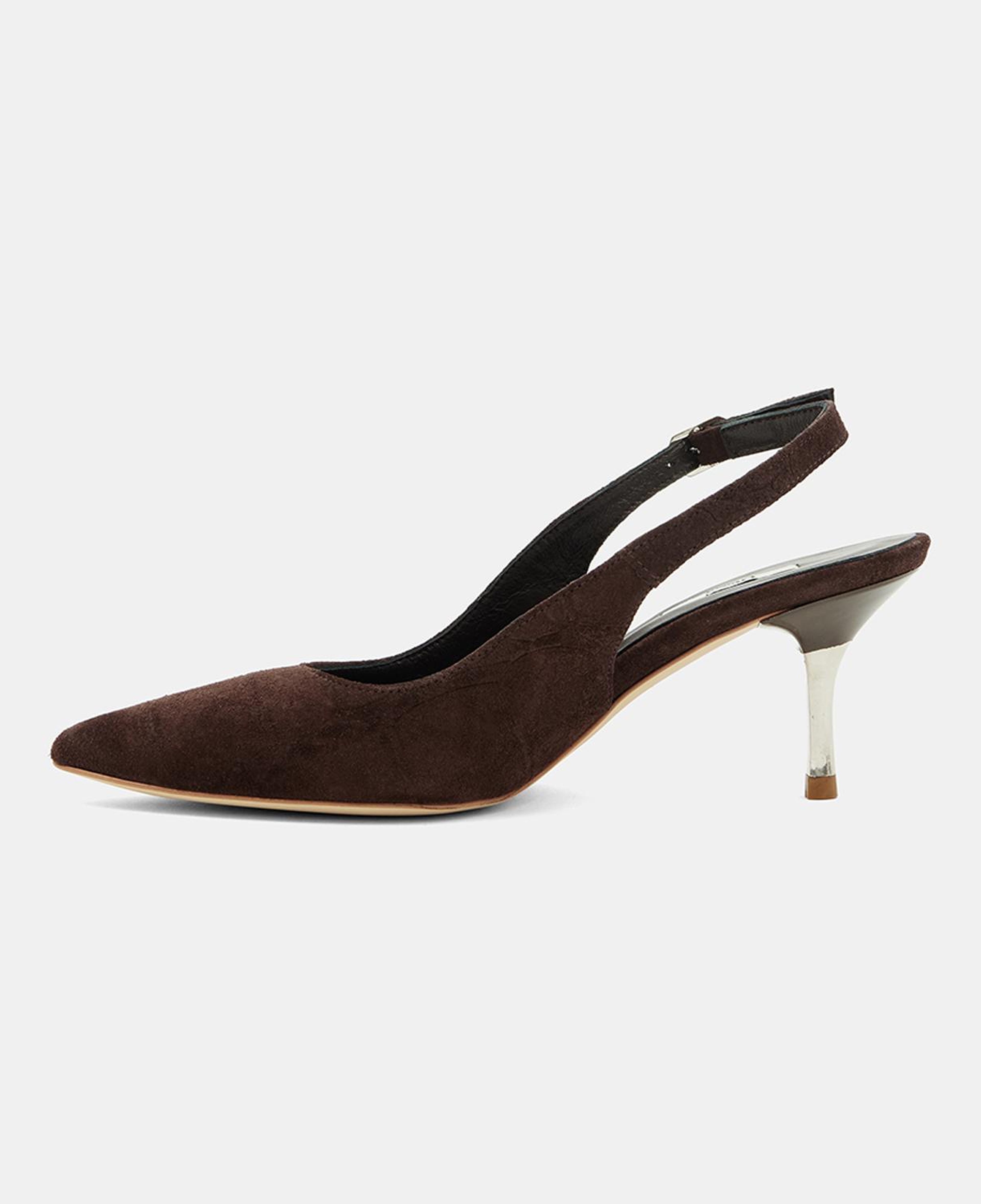 Kadın Koyu Kahve Kroko Desenli Sivri Burunlu Süet Stiletto