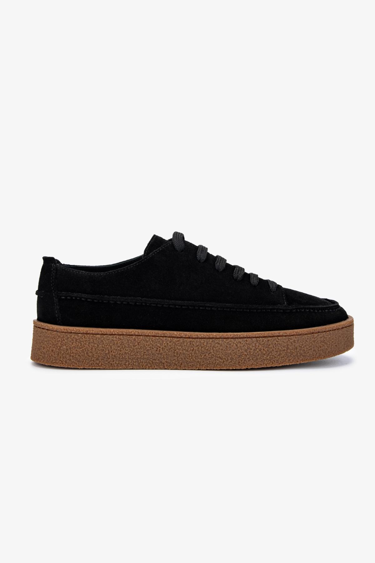 Valmenti Erkek Hakiki Deri Siyah Süet Sneakers & Spor Ayakkabı