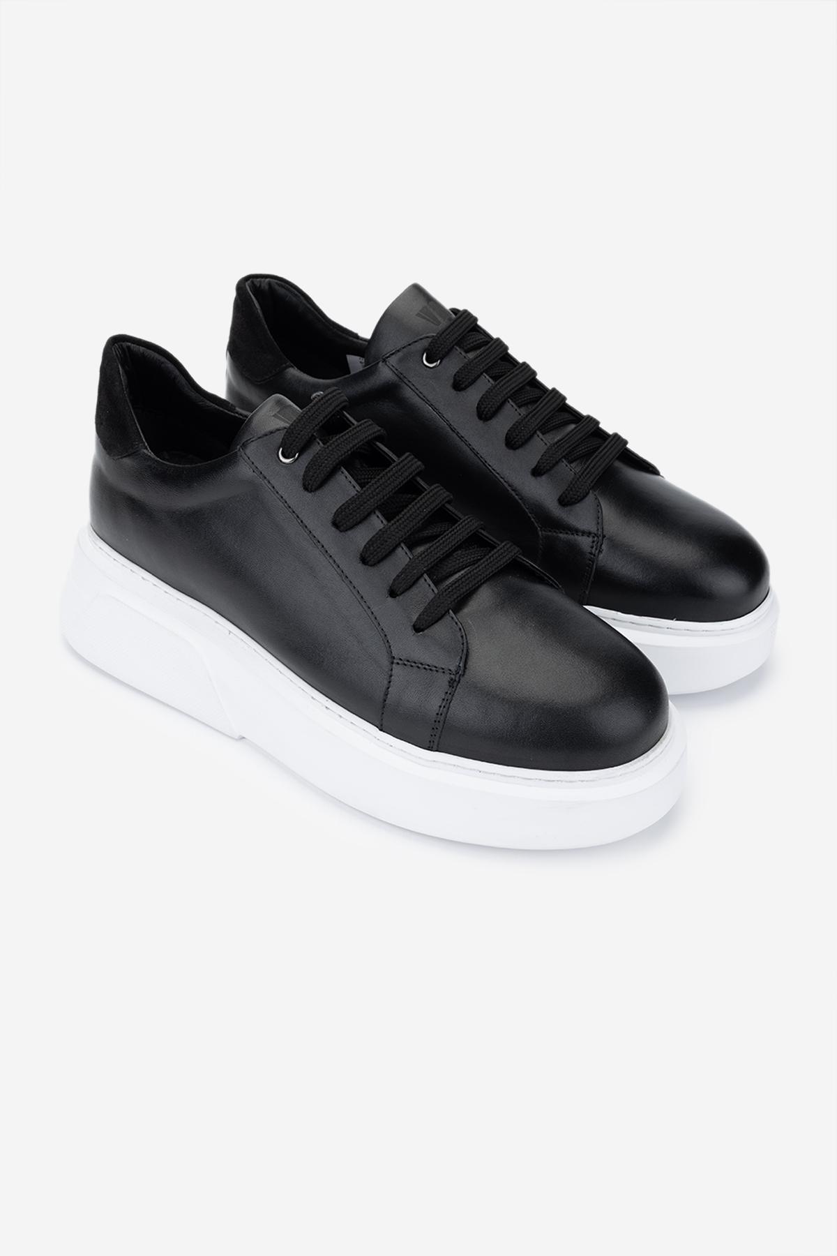 Valmenti Erkek Hakiki Deri Siyah Sneakers & Spor Ayakkabı