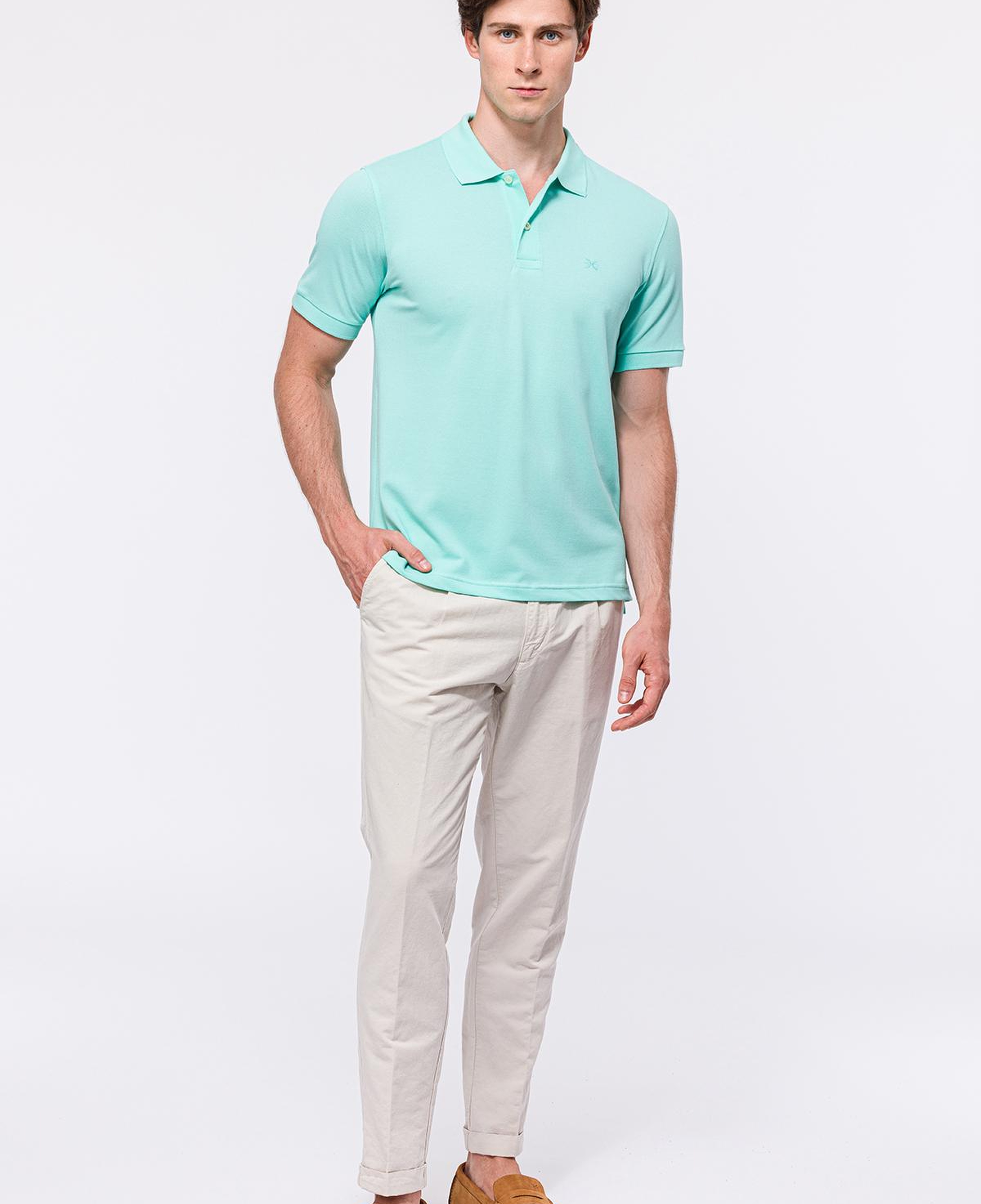Erkek Açık Yeşil Kısa Kollu Polo Yaka T-Shirt