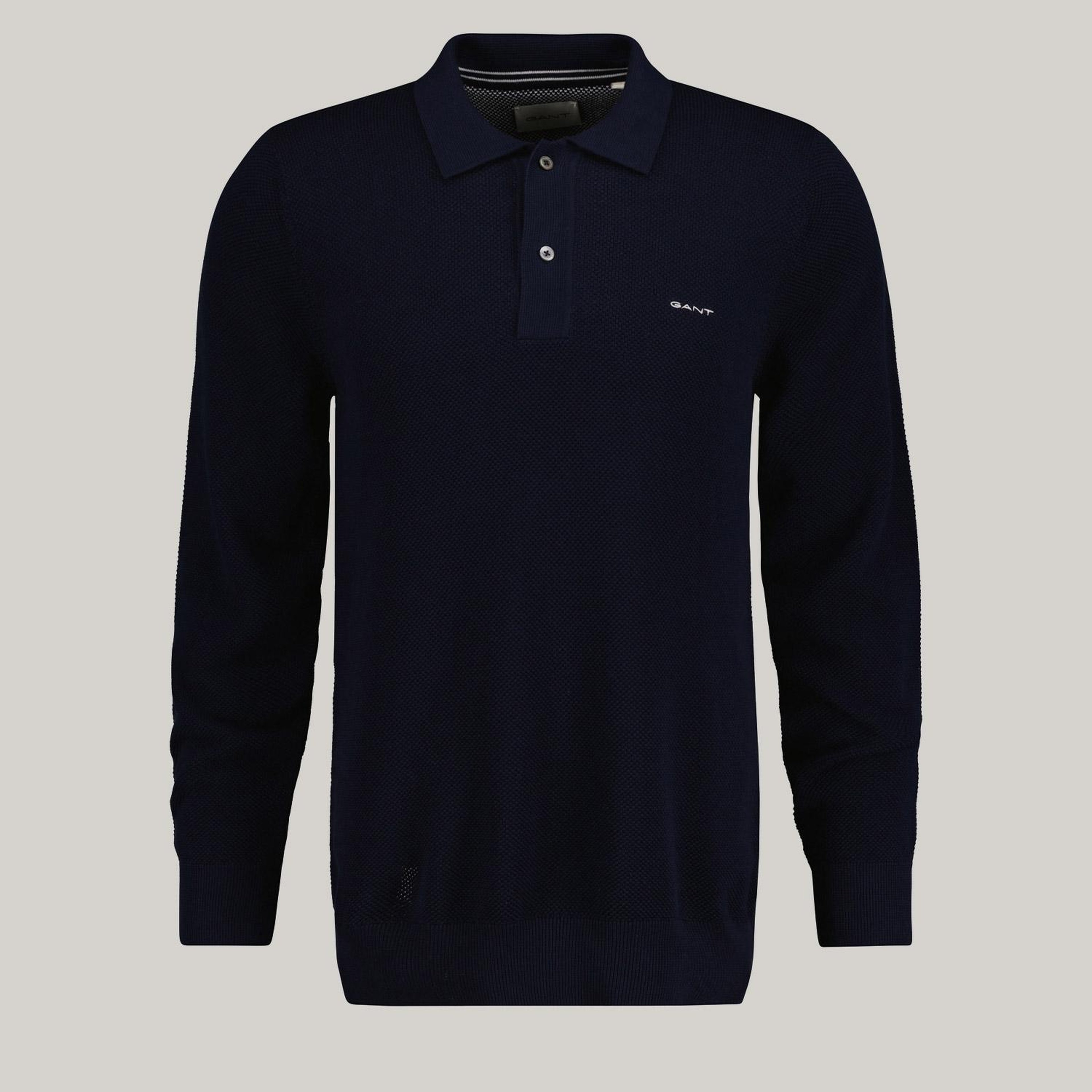 GANT Erkek Lacivert Regular Fit Klasik Yaka Logolu Kazak