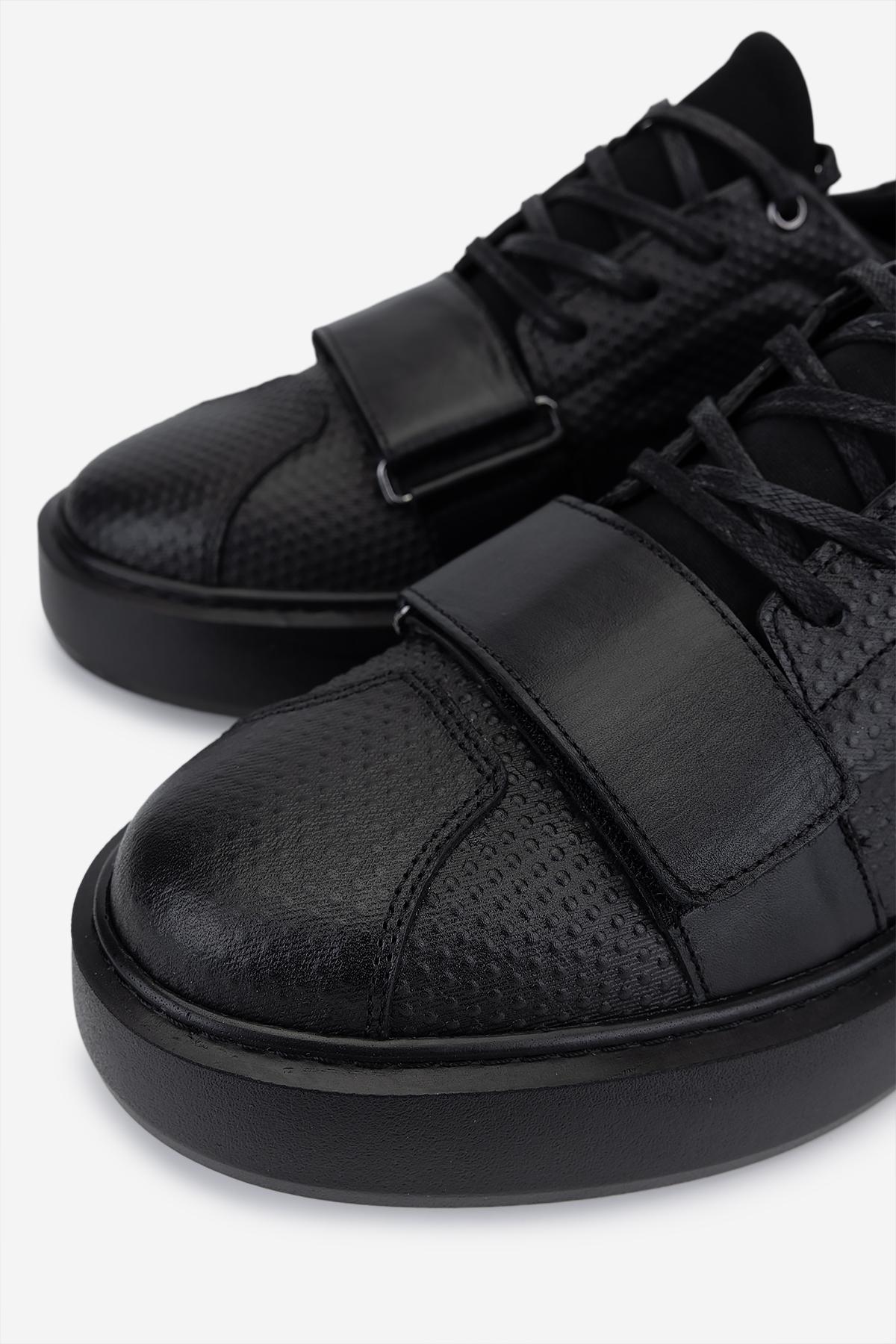 Valmenti Erkek Hakiki Deri Siyah Sneakers & Spor Ayakkabı