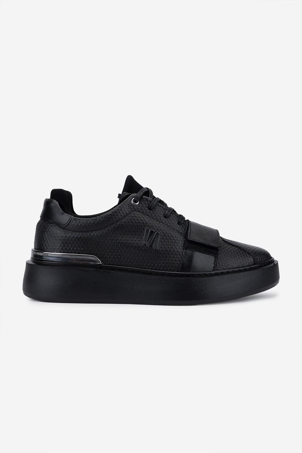 Valmenti Erkek Hakiki Deri Siyah Sneakers & Spor Ayakkabı