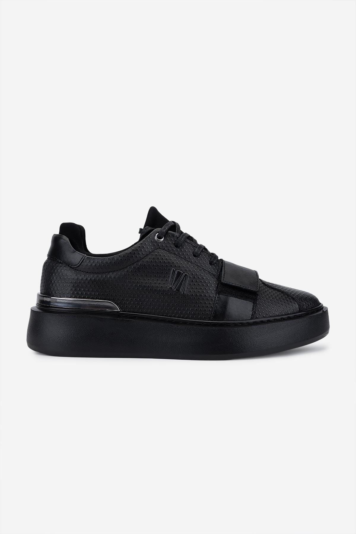 Valmenti Erkek Hakiki Deri Siyah Sneakers & Spor Ayakkabı
