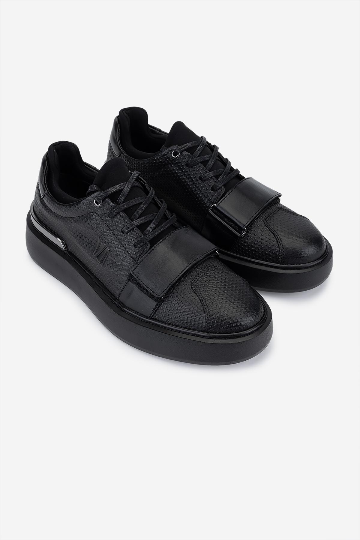 Valmenti Erkek Hakiki Deri Siyah Sneakers & Spor Ayakkabı