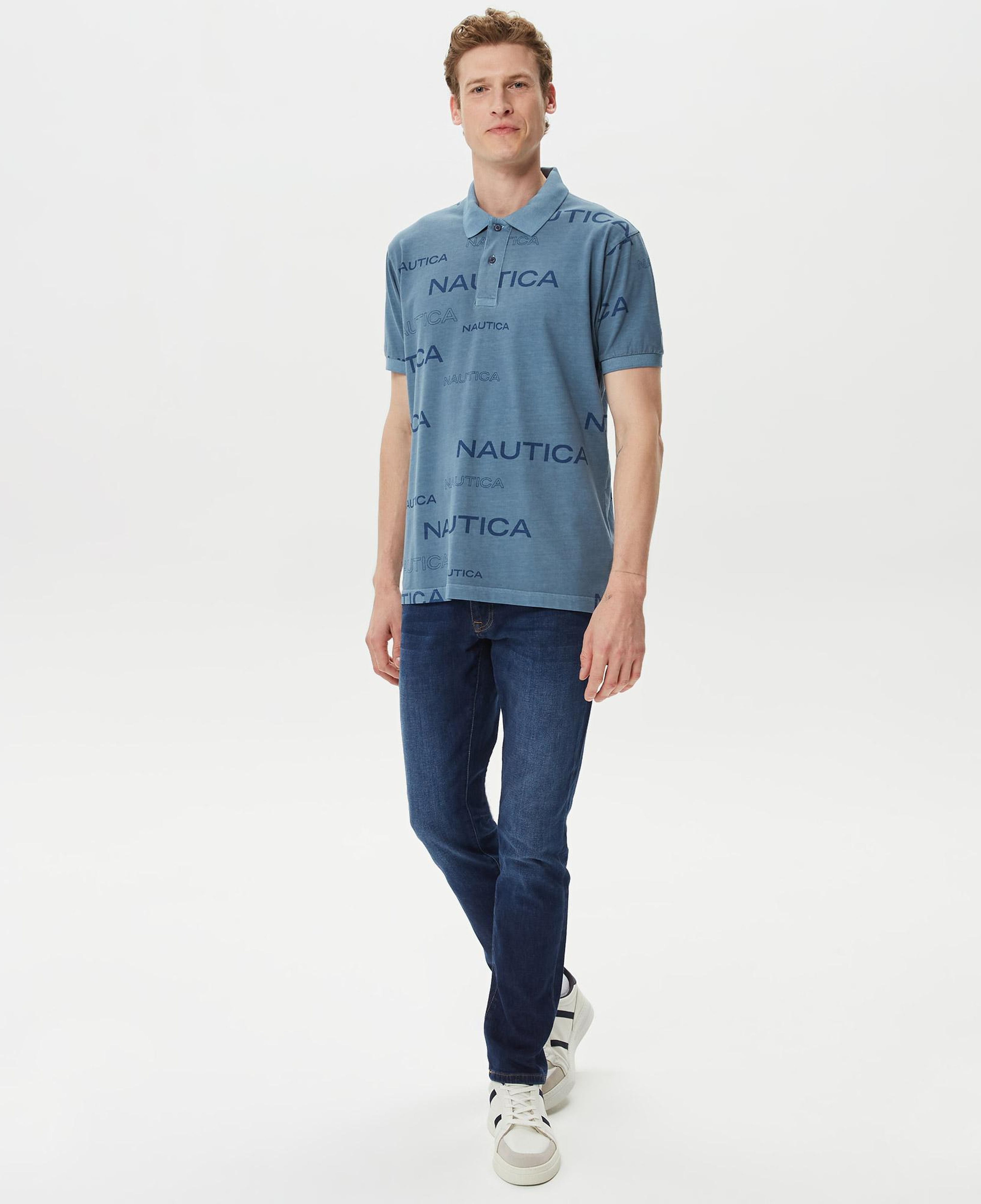 Nautica Erkek Mavi Classic Fit Kısa Kollu Polo Yaka T-Shirt