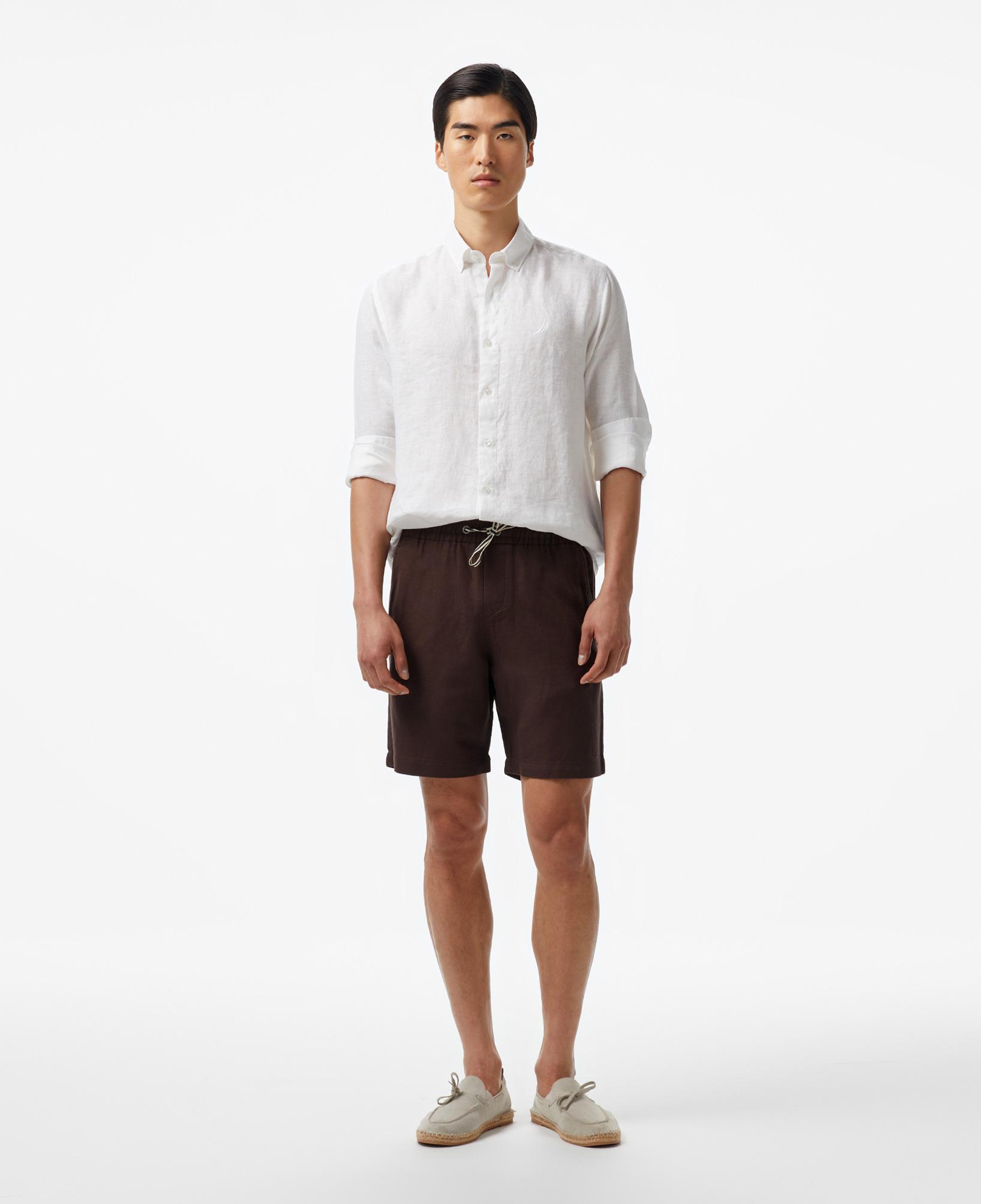 Nautica Erkek Beyaz Classic Fit Keten Gömlek
