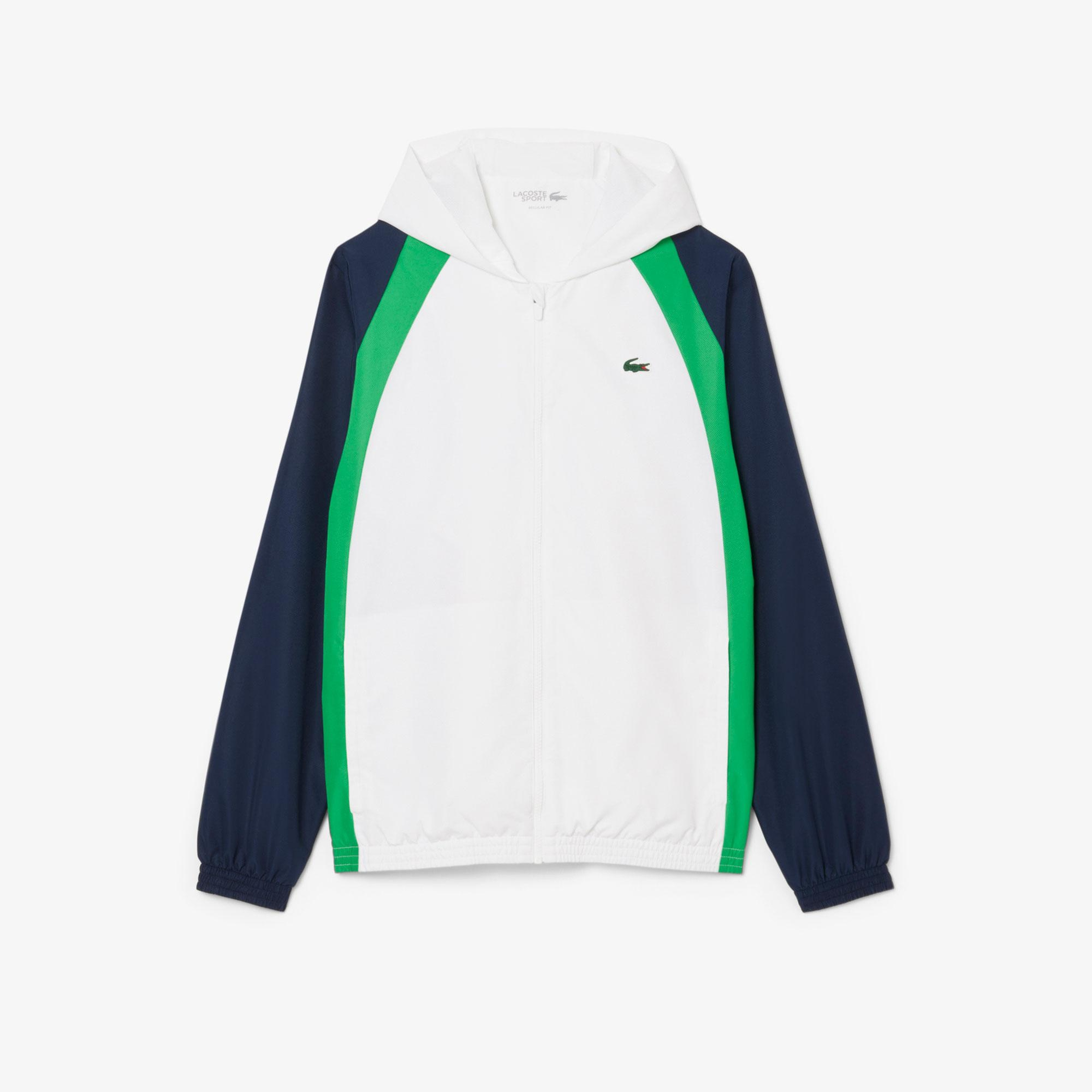 Lacoste Erkek Regular Fit Kapüşonlu Renk Bloklu Beyaz Eşofman Takımı