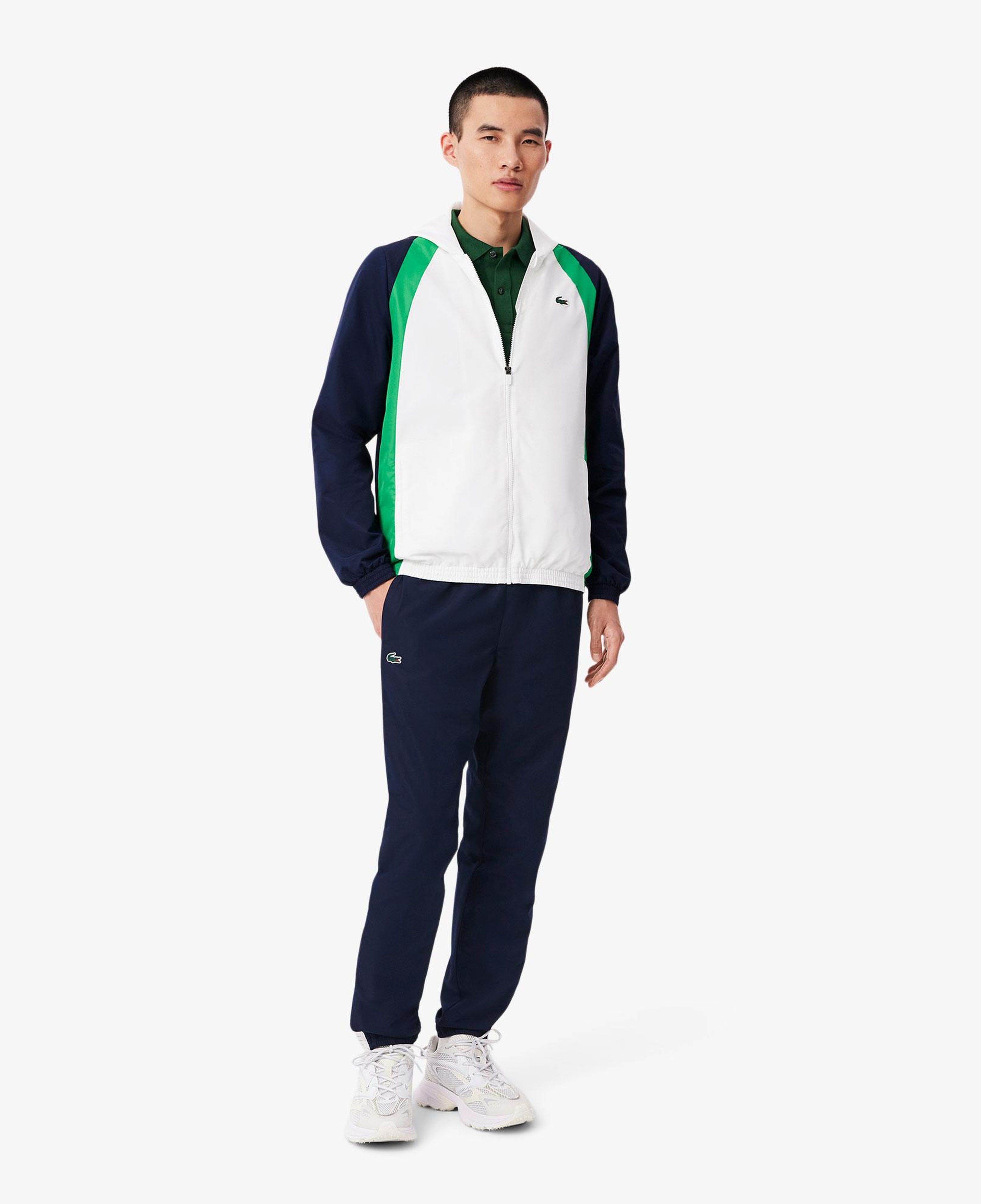 Lacoste Erkek Regular Fit Kapüşonlu Renk Bloklu Beyaz Eşofman Takımı