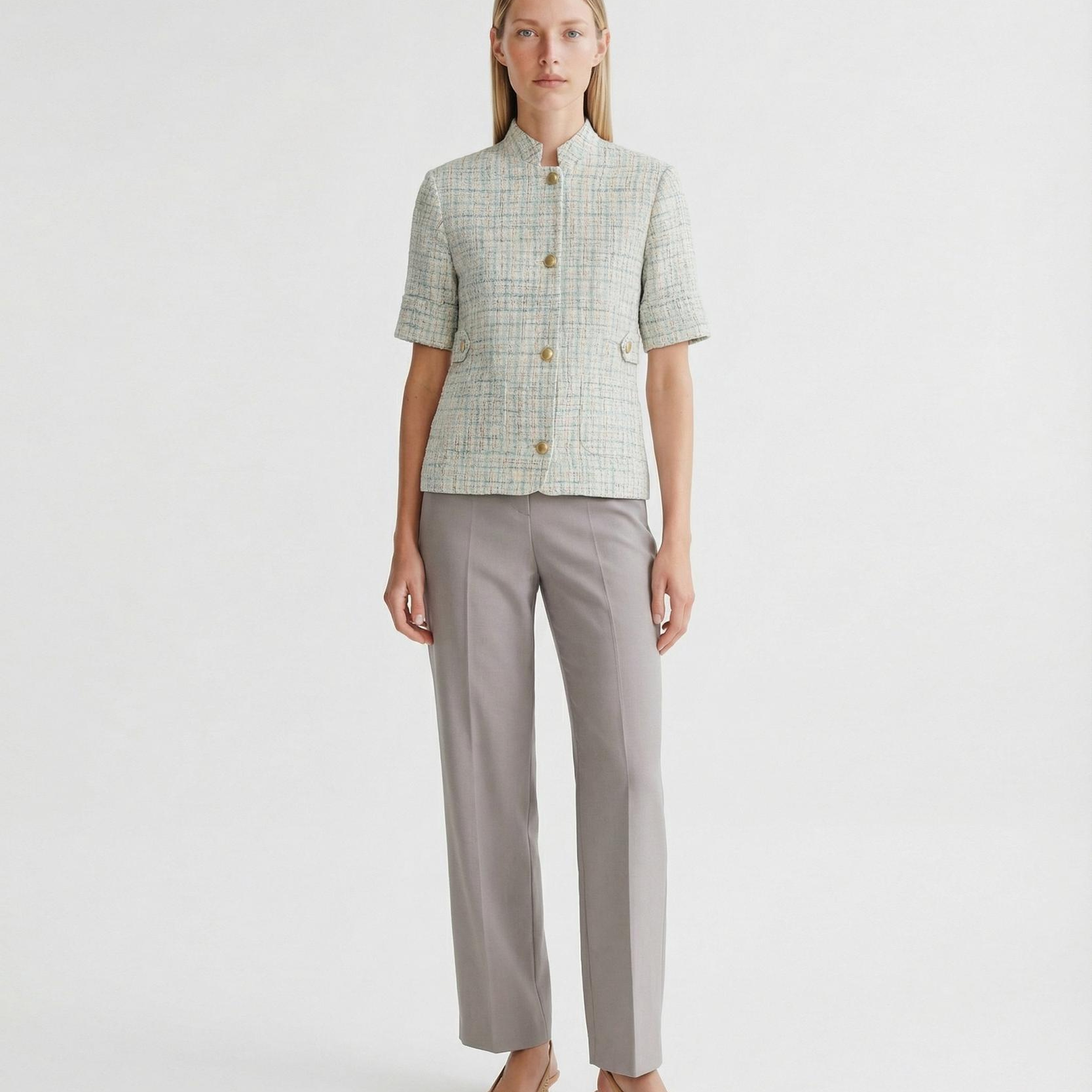 YARGICI Fitted Dik Yaka Kısa Kol Ceket