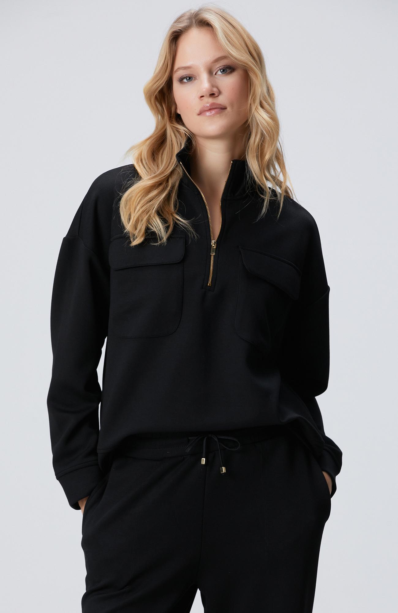 Network Kadın Siyah Fermuarlı Sweatshirt