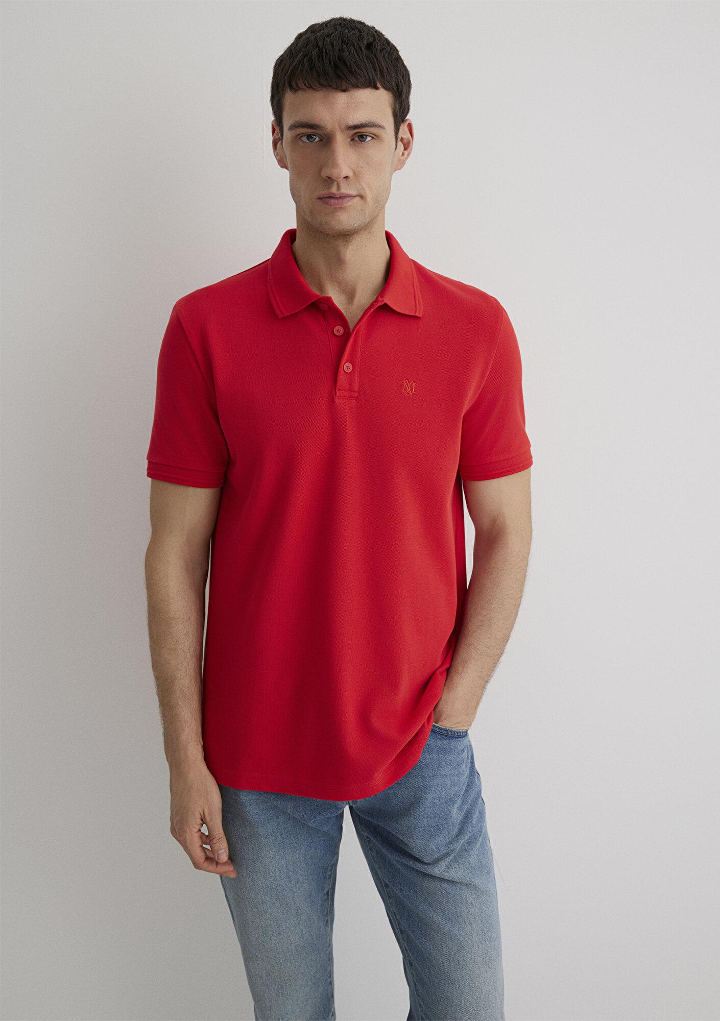 Mavi Kırmızı Polo Tişört Slim Fit / Dar Kesim 064946-70471