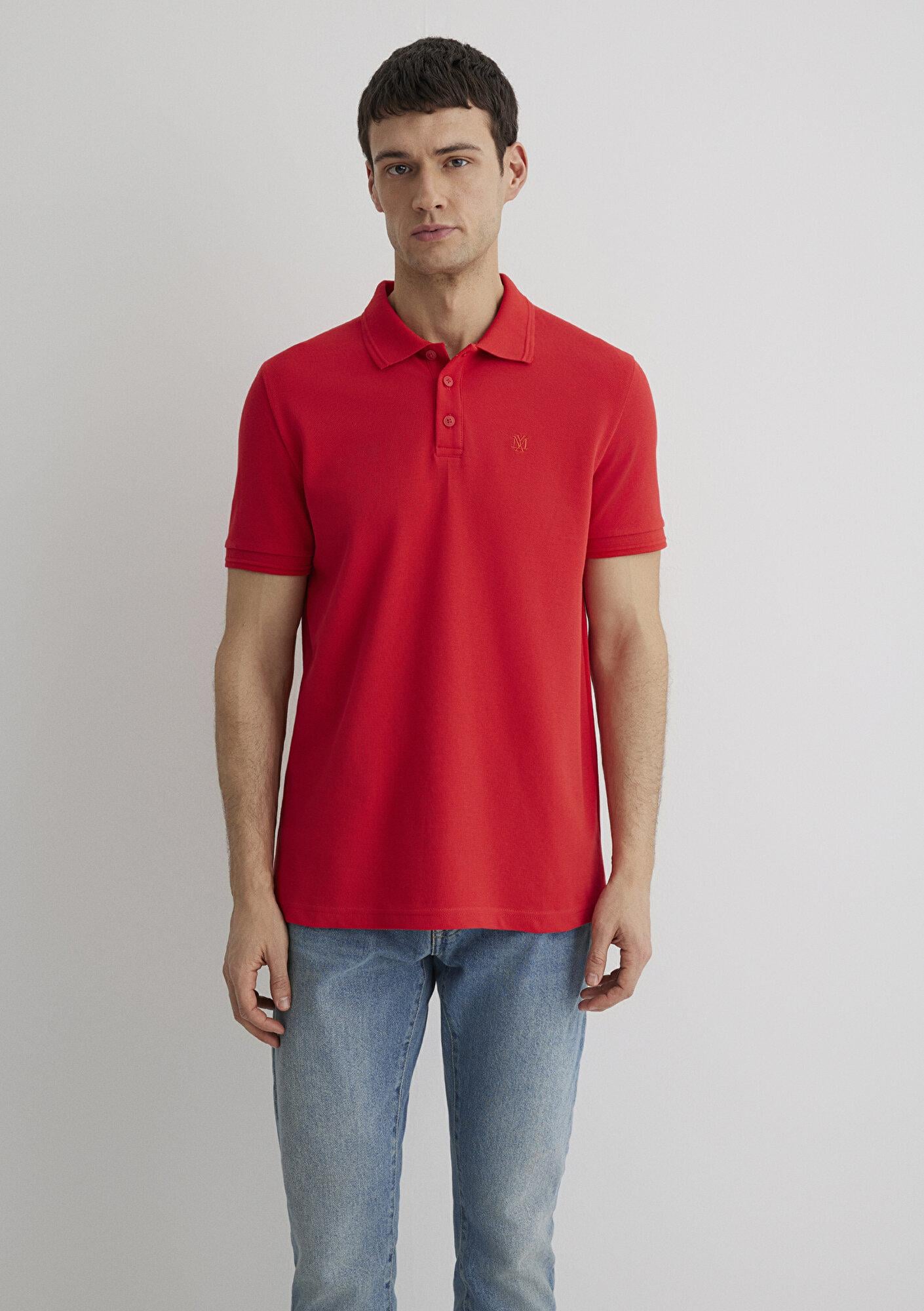 Mavi Kırmızı Polo Tişört Slim Fit / Dar Kesim 064946-70471