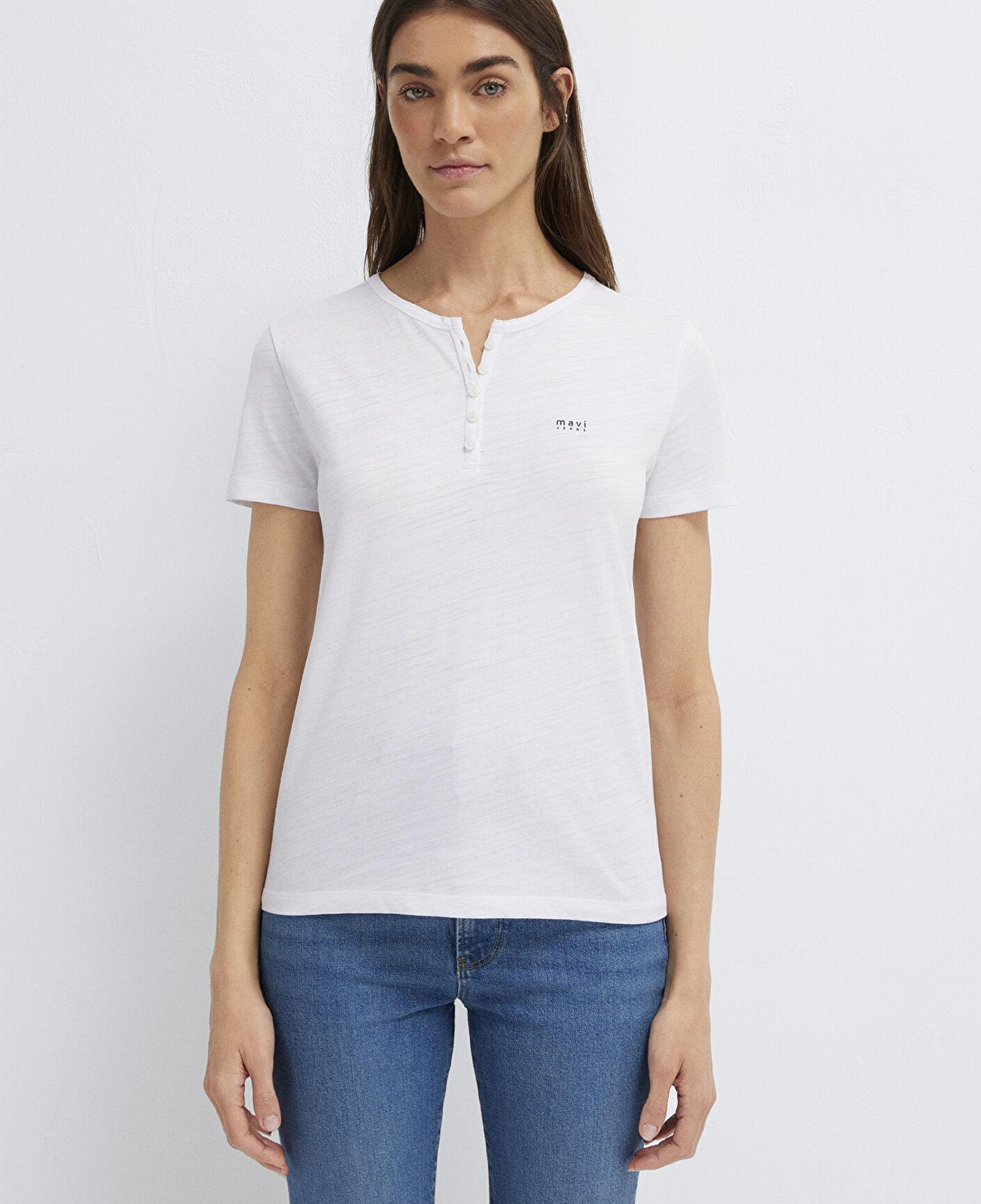 Mavi Mavi Logo Baskılı Beyaz Tişört Slim Fit / Dar Kesim 1613981-620