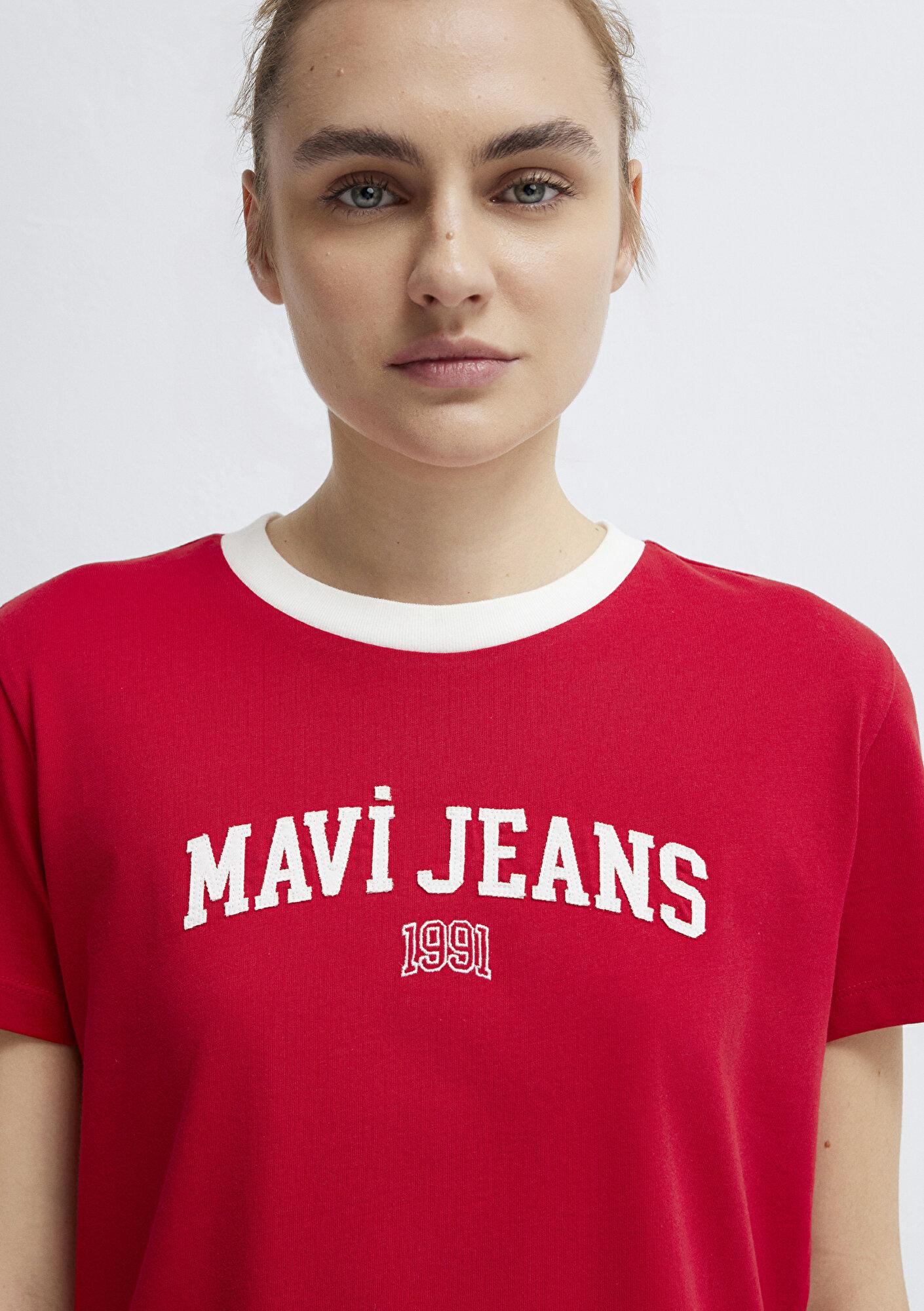 Mavi Mavi Logo Baskılı Kırmızı Tişört Slim Fit / Dar Kesim 1613886-86417