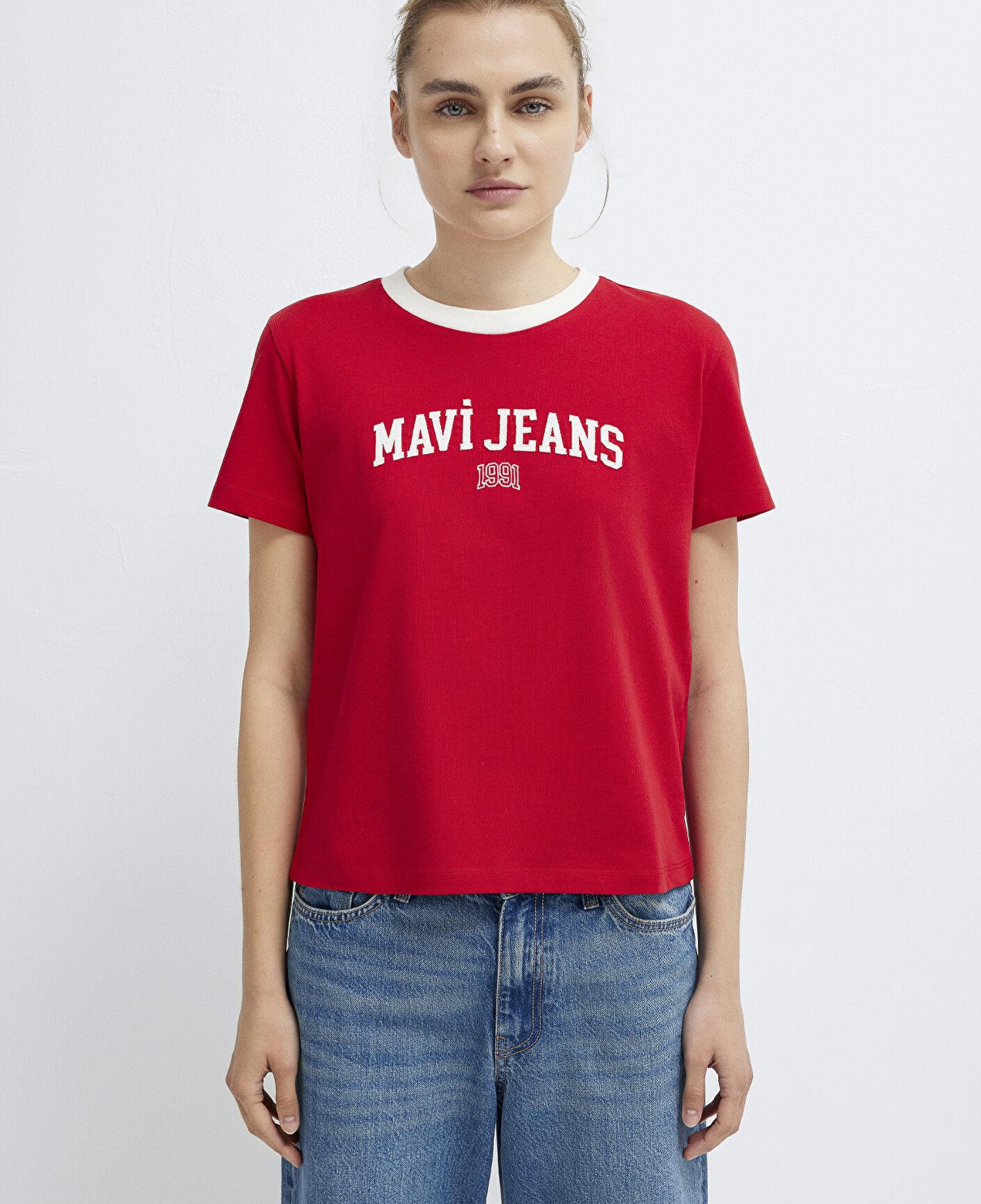 Mavi Mavi Logo Baskılı Kırmızı Tişört Slim Fit / Dar Kesim 1613886-86417