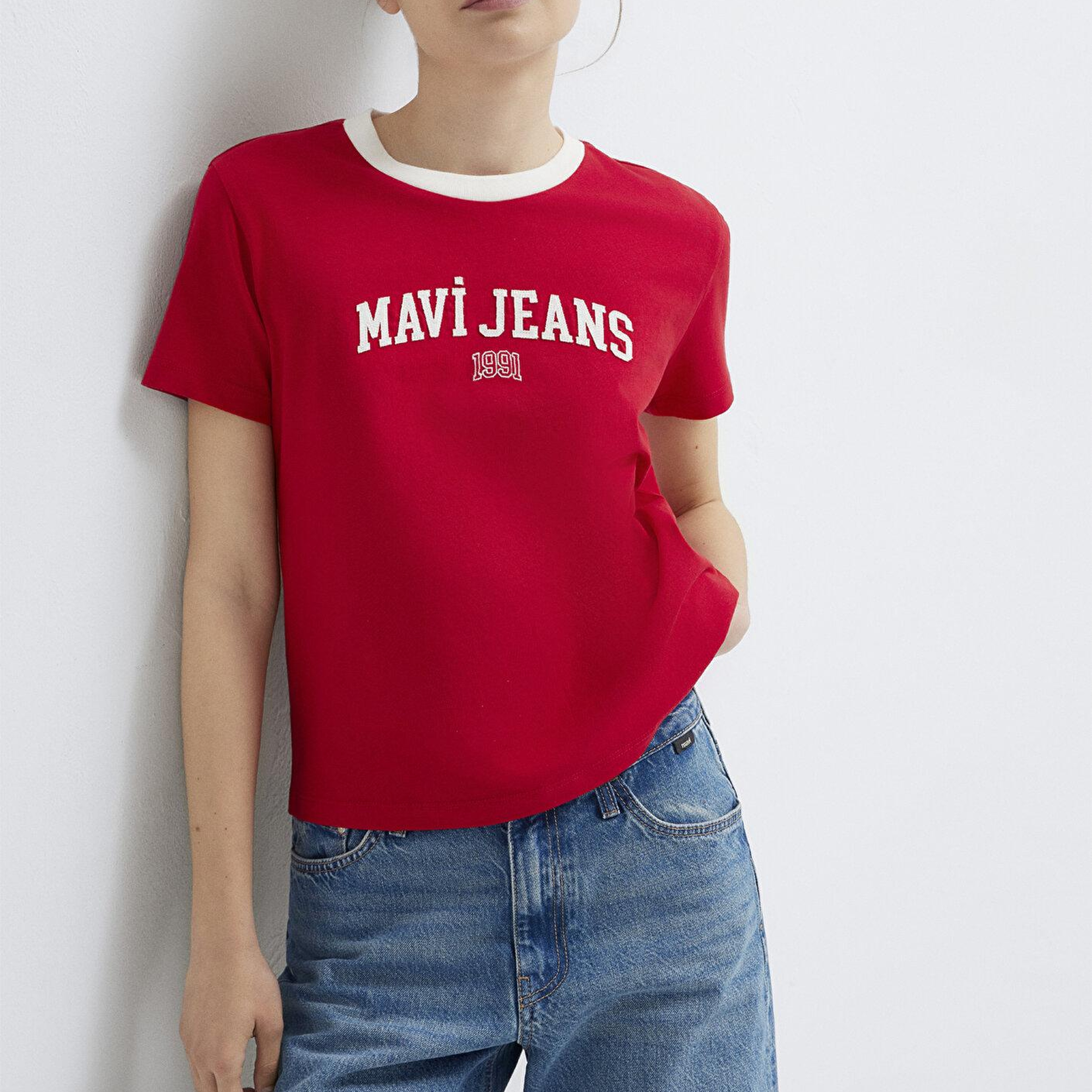 Mavi Mavi Logo Baskılı Kırmızı Tişört Slim Fit / Dar Kesim 1613886-86417