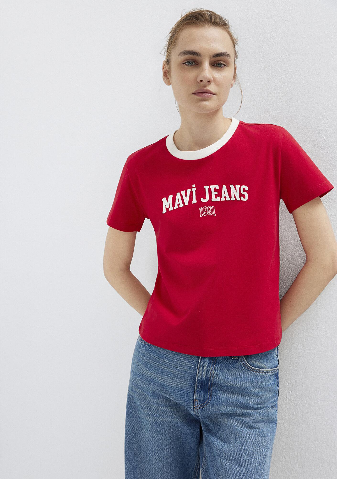 Mavi Mavi Logo Baskılı Kırmızı Tişört Slim Fit / Dar Kesim 1613886-86417