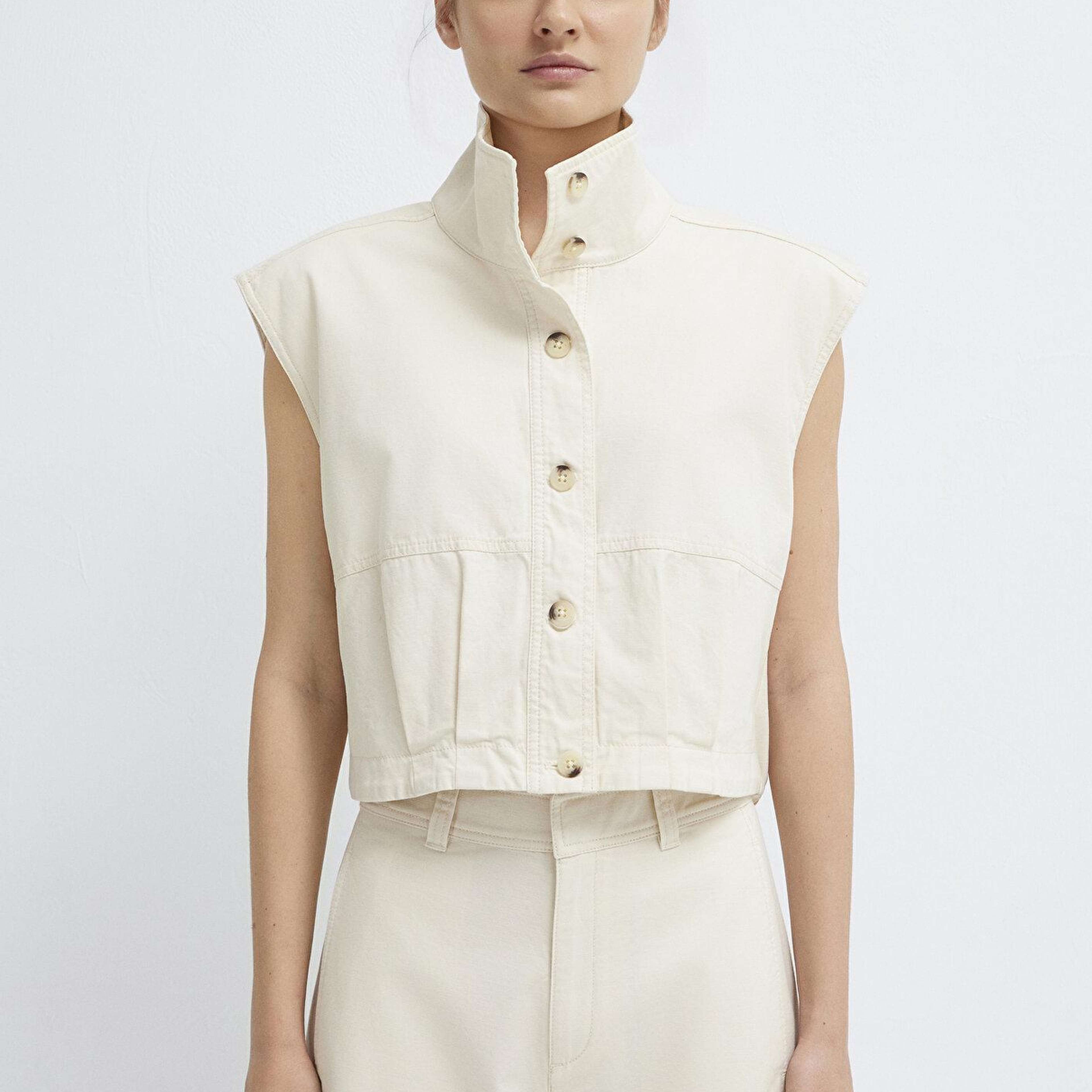 Mavi Ekru Yelek Loose Fit / Bol Rahat Kesim 1110876-70048