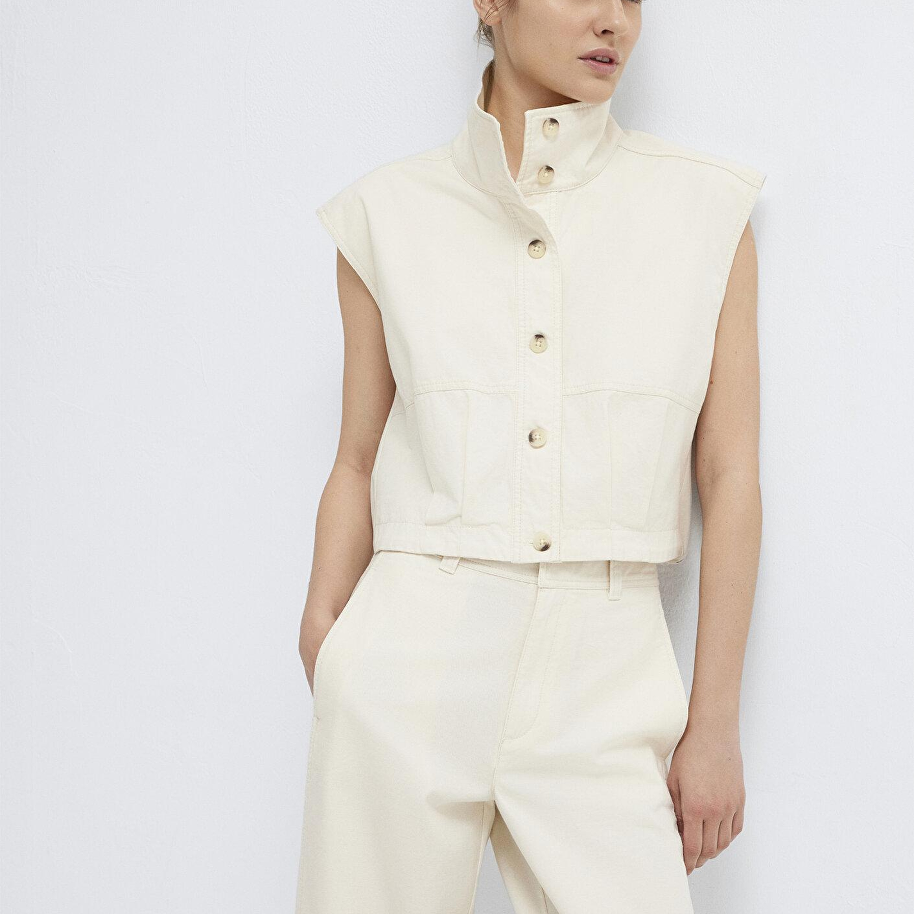 Mavi Ekru Yelek Loose Fit / Bol Rahat Kesim 1110876-70048