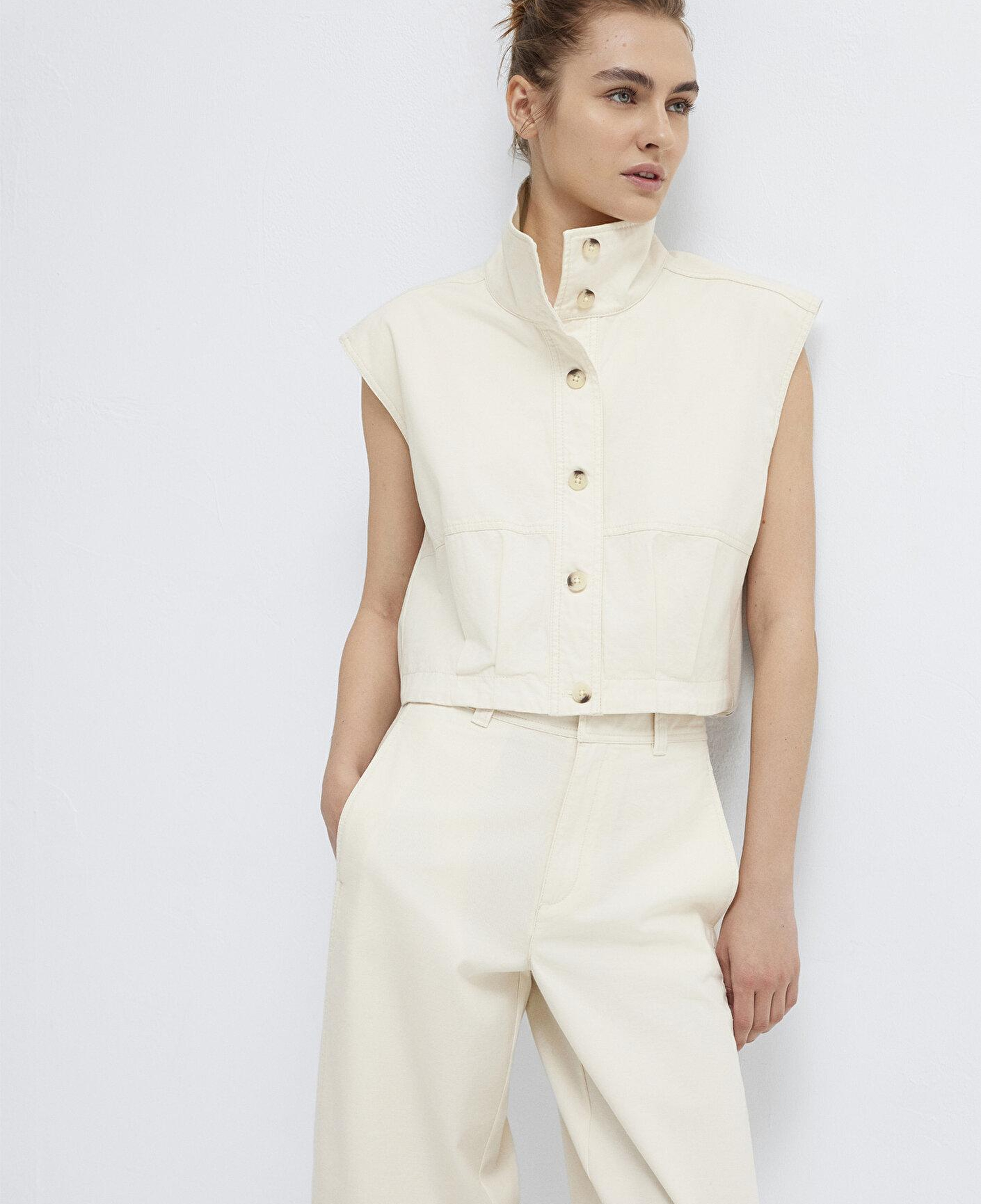 Mavi Ekru Yelek Loose Fit / Bol Rahat Kesim 1110876-70048