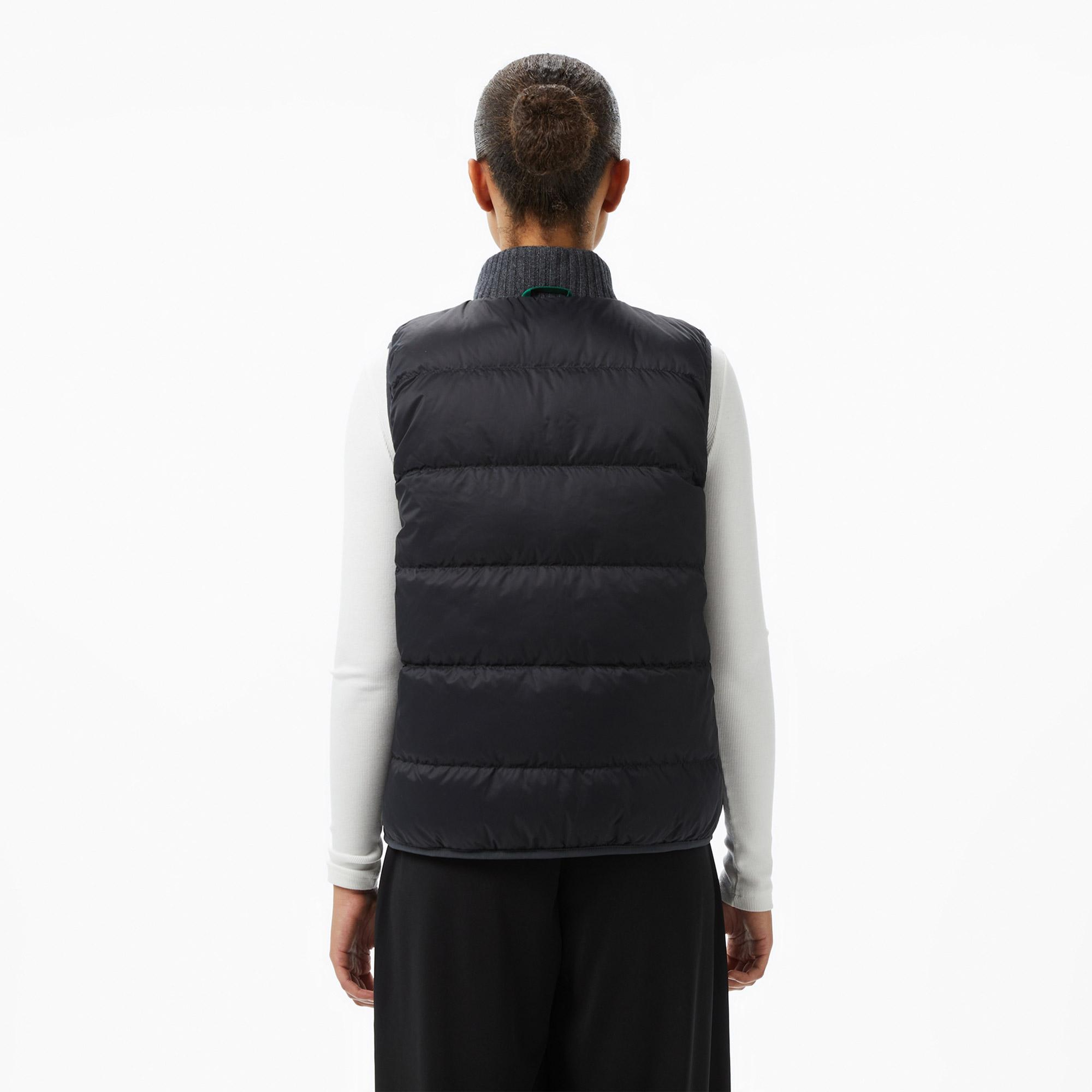 Lacoste Kadın Regular Fit Dik Yaka Kapitone Koyu Gri Yelek