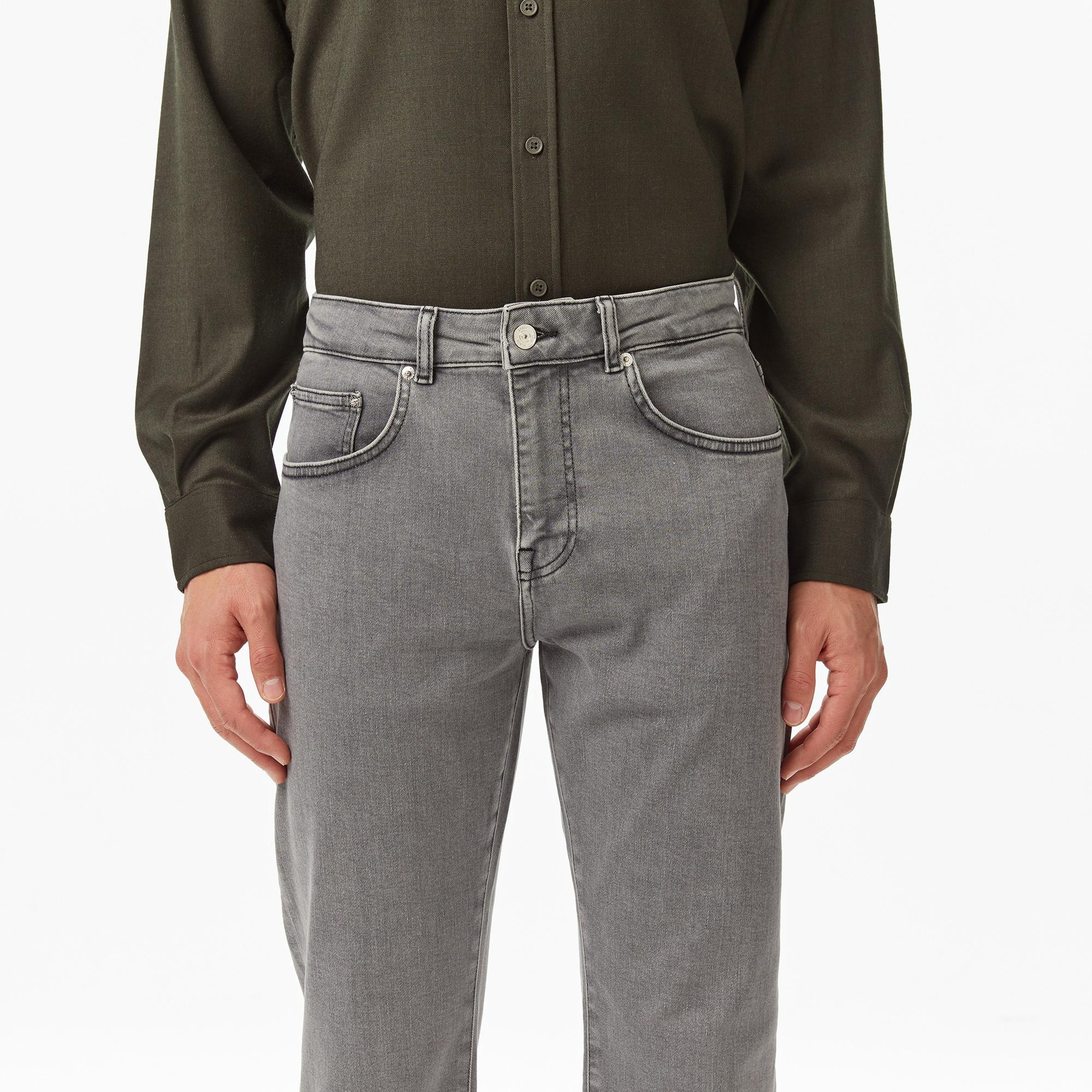 Lacoste Erkek Regular Fit Gri Jean Pantolon