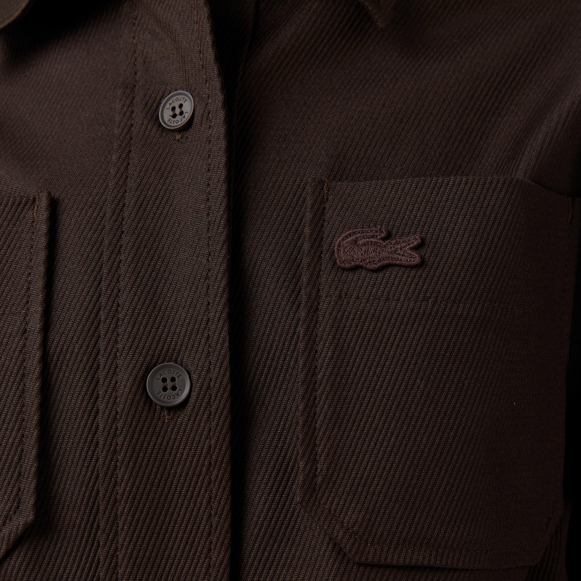 Lacoste Kadın Classic Fit Kısa Kollu Kahverengi Elbise