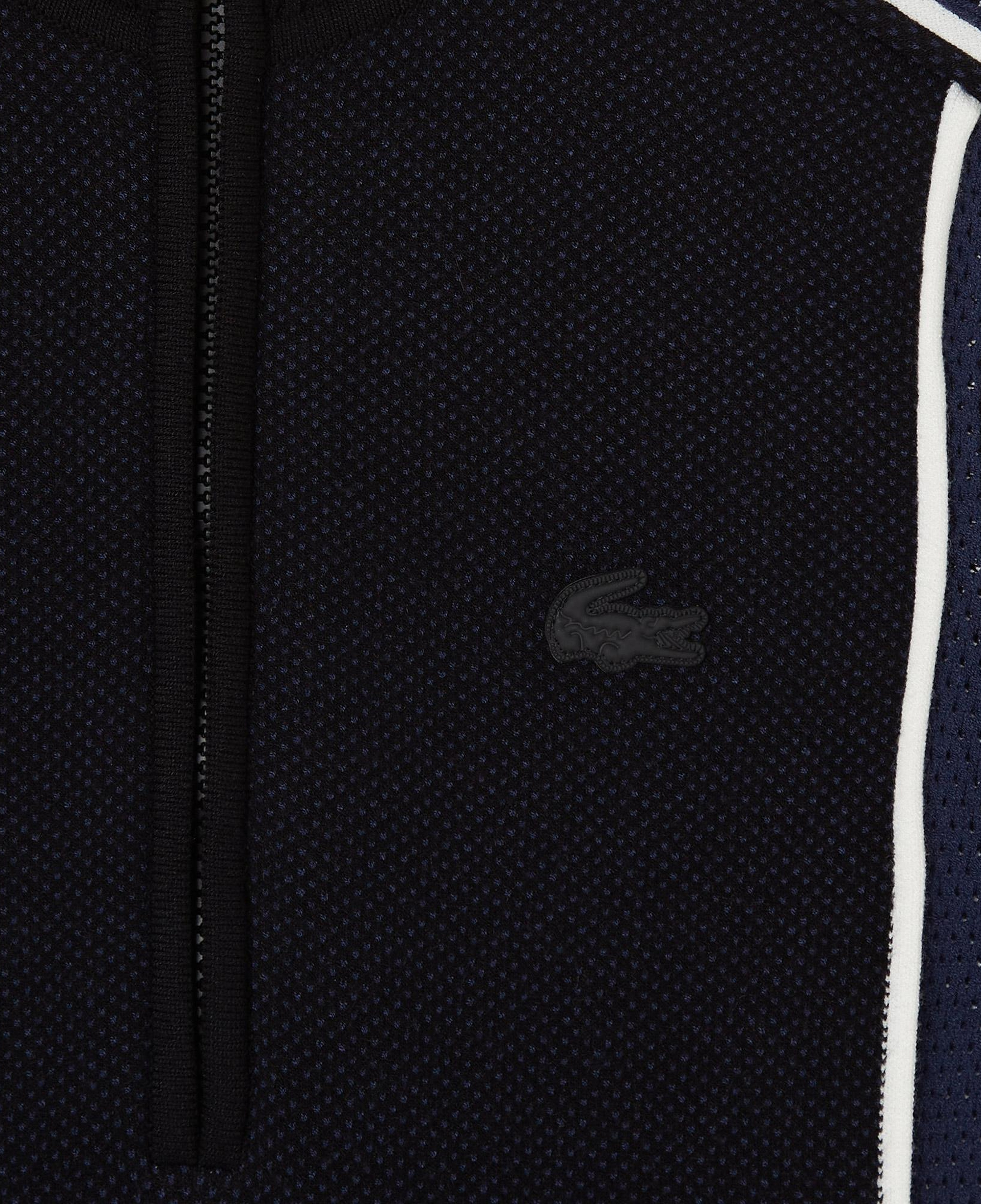 Lacoste Kadın Classic Fit Kısa Kollu Yarım Fermuarlı Renk Bloklu Siyah Elbise