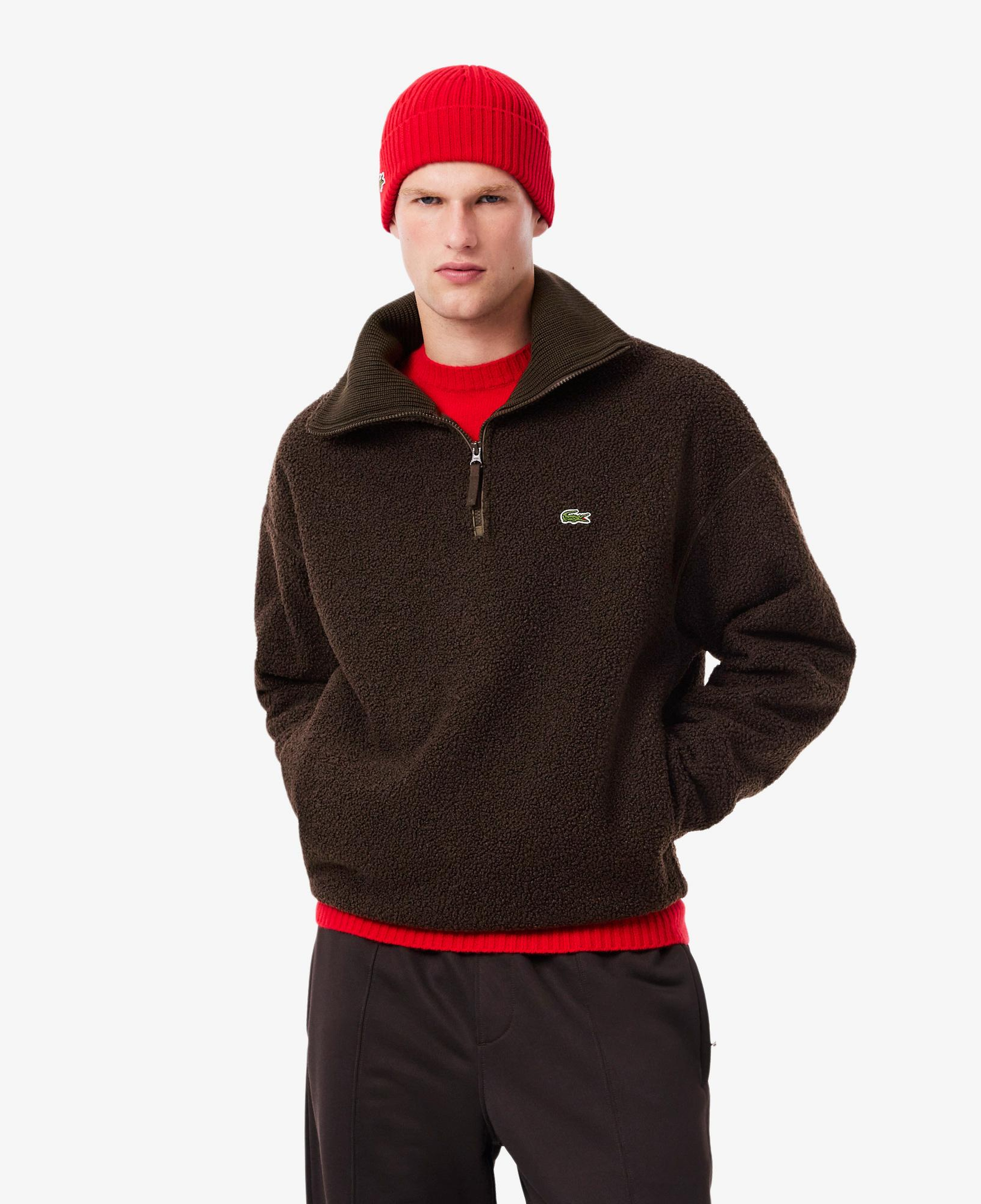 Lacoste Erkek Loose Fit Yarım Fermuarlı Kahverengi Sweatshirt