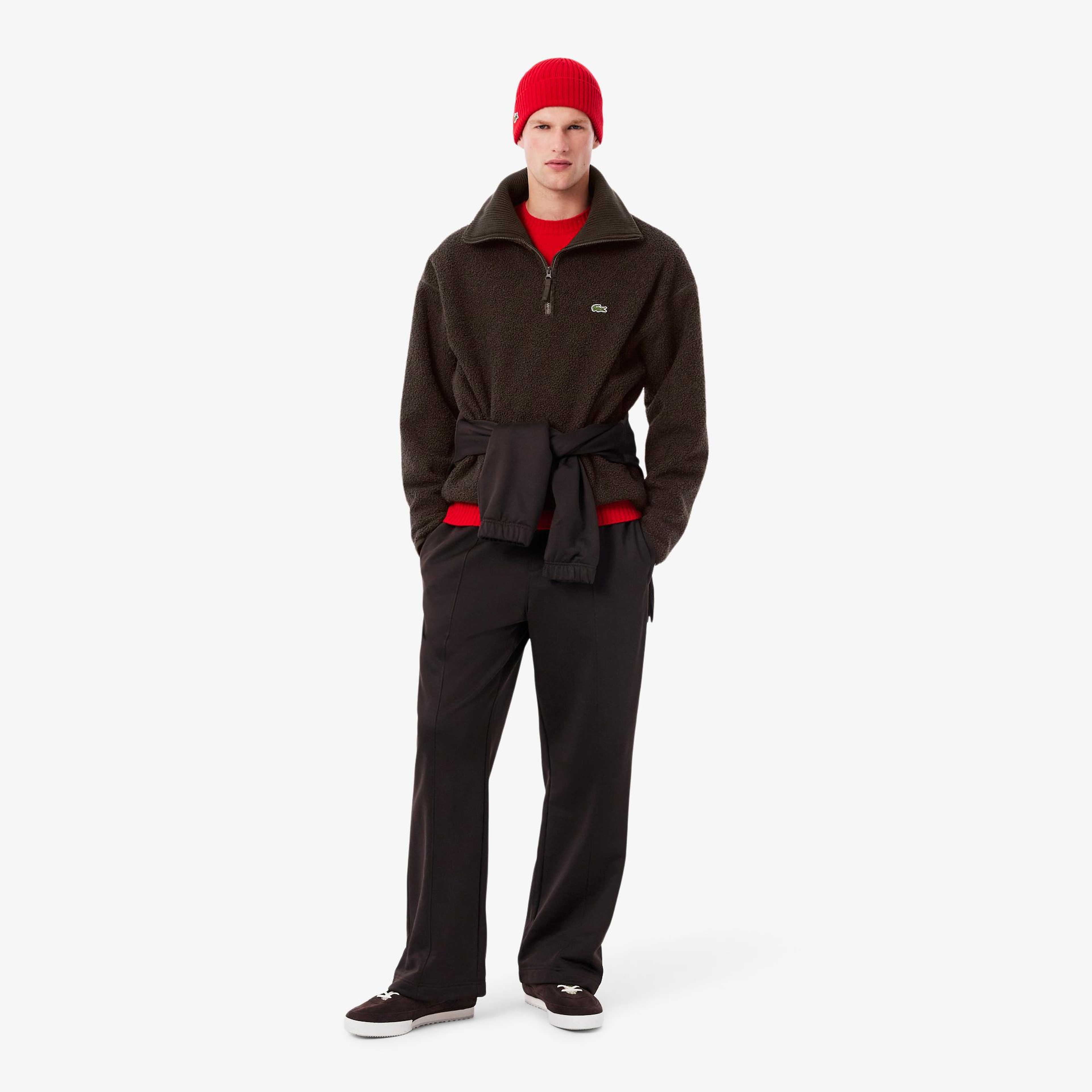 Lacoste Erkek Loose Fit Yarım Fermuarlı Kahverengi Sweatshirt