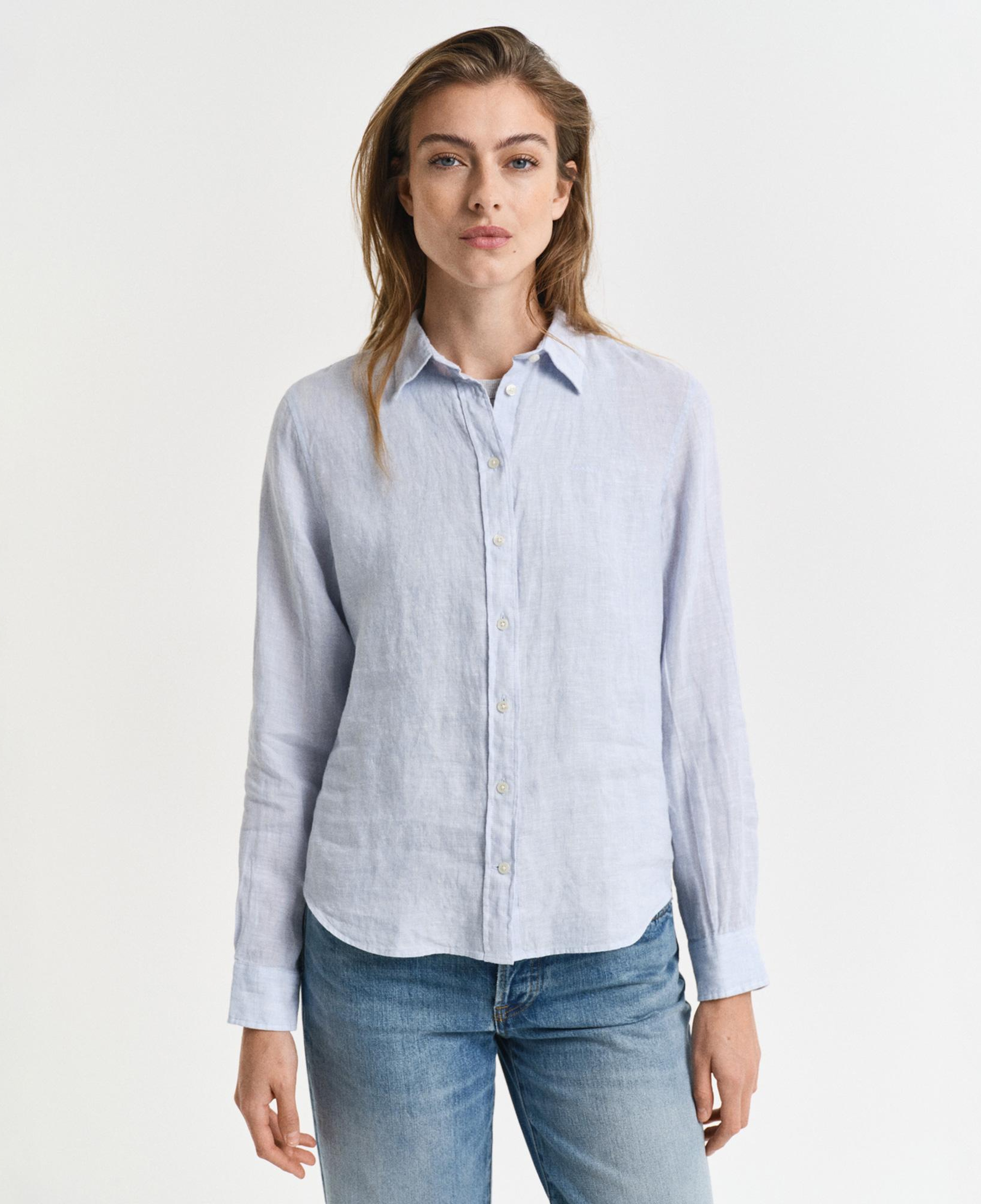 GANT Kadın Mavi Regular Fit Klasik Yaka Gömlek
