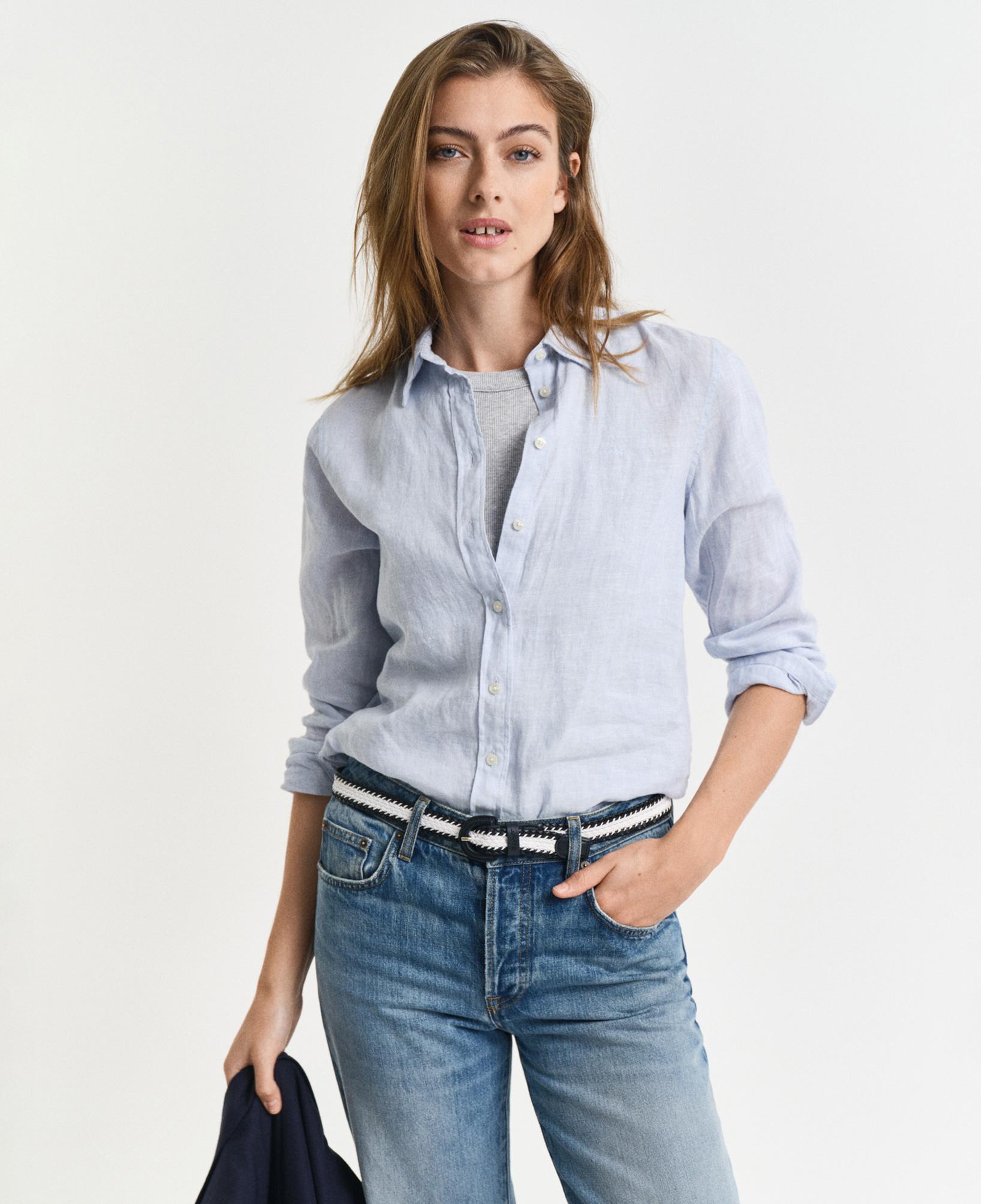 GANT Kadın Mavi Regular Fit Klasik Yaka Gömlek