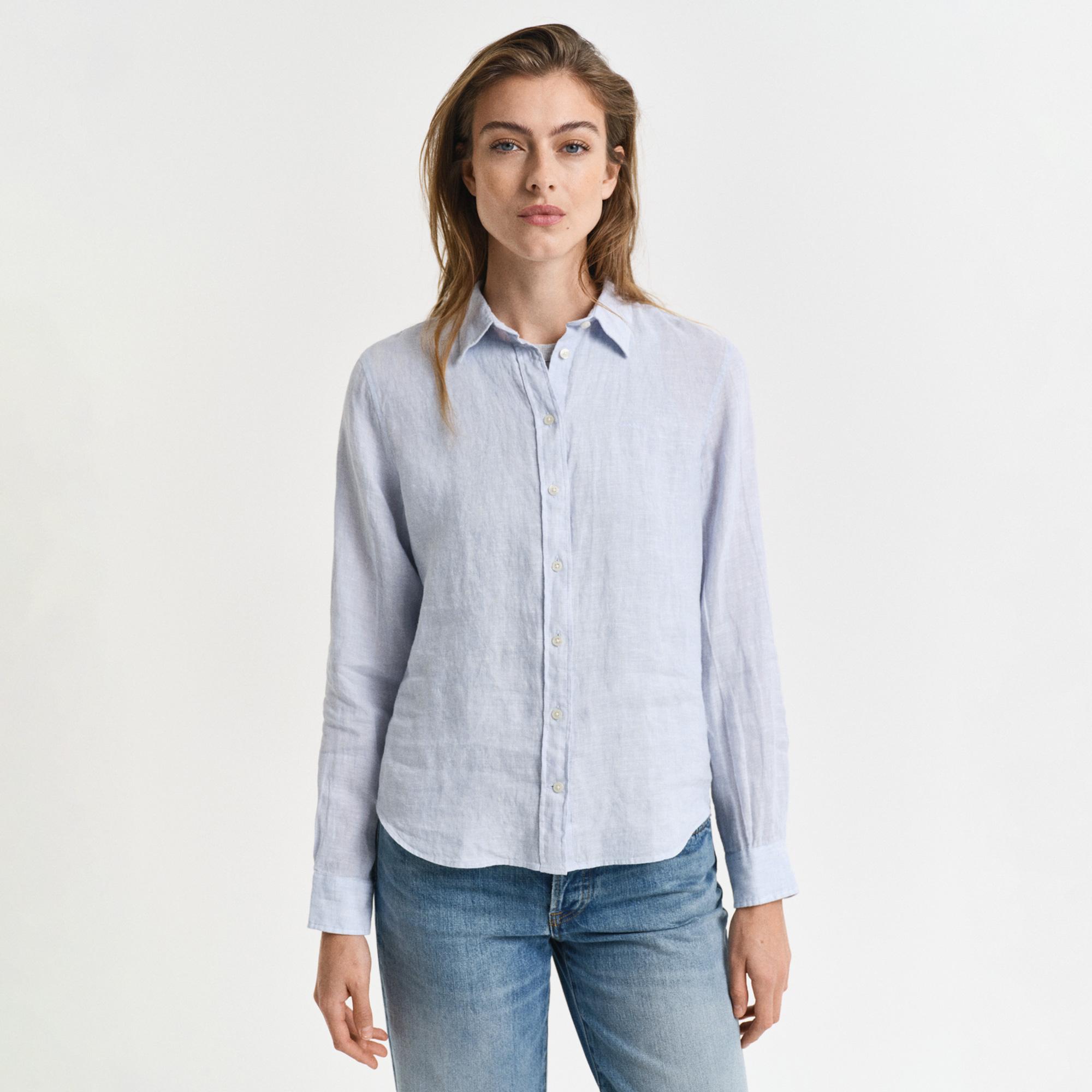 GANT Kadın Mavi Regular Fit Klasik Yaka Gömlek