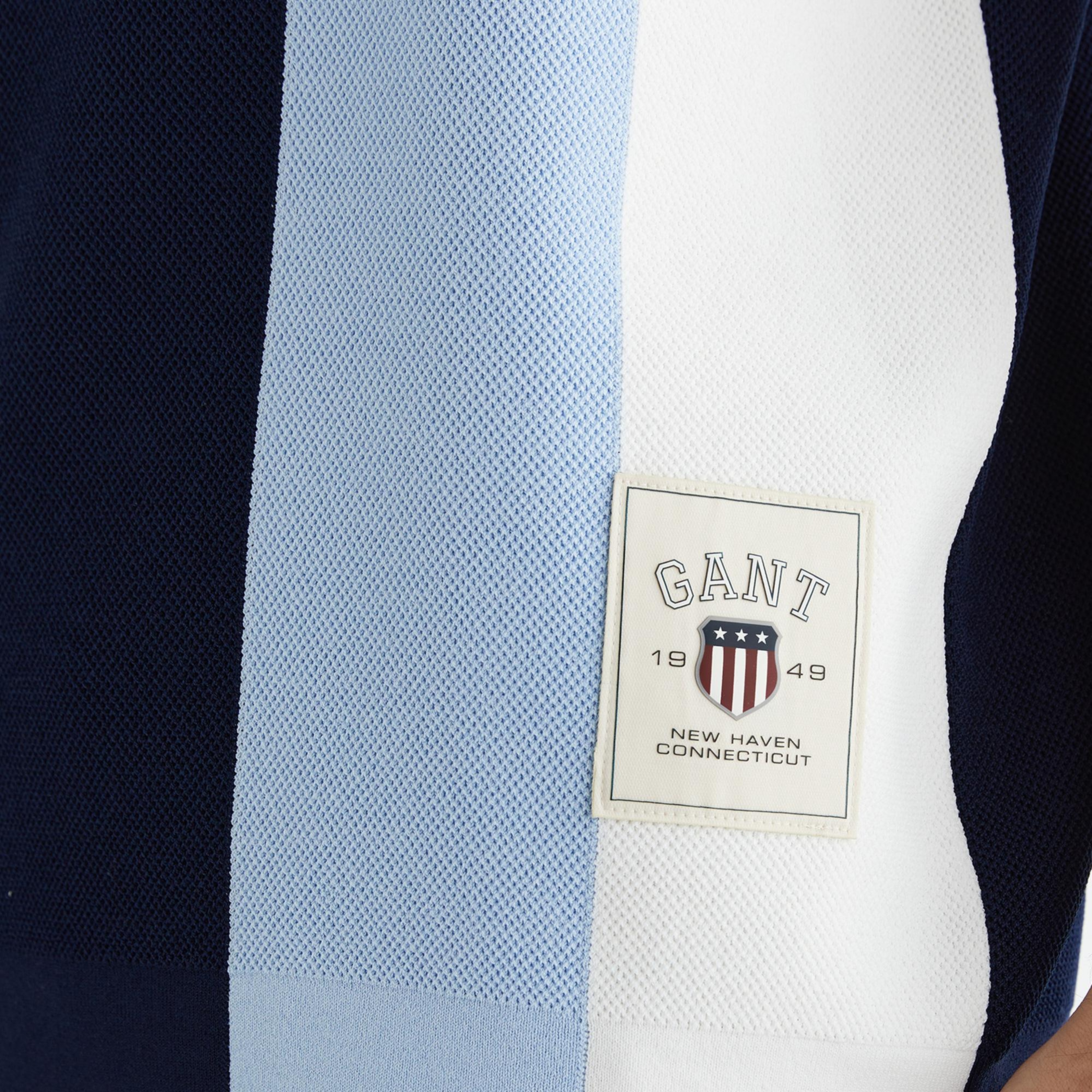 GANT Erkek Lacivert Regular Fit Renk Bloklu Triko