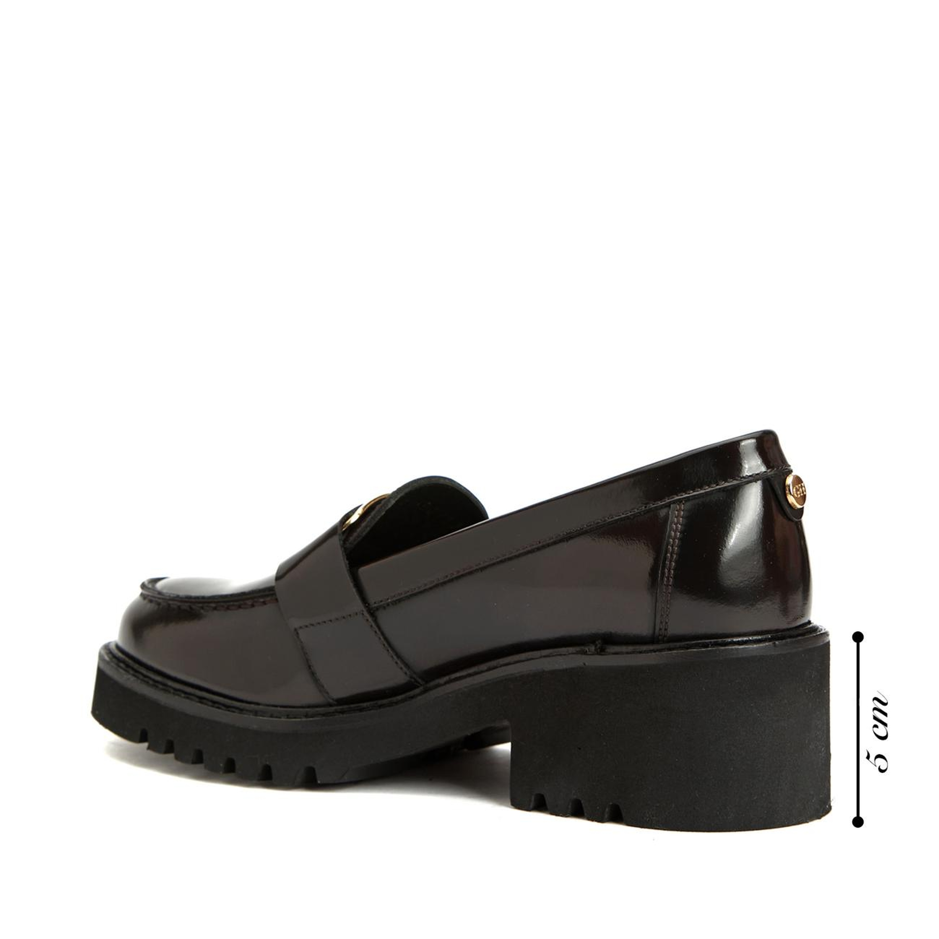 George Hogg Icons Kadın Kahverengi Tokalı Deri Topuklu Loafer