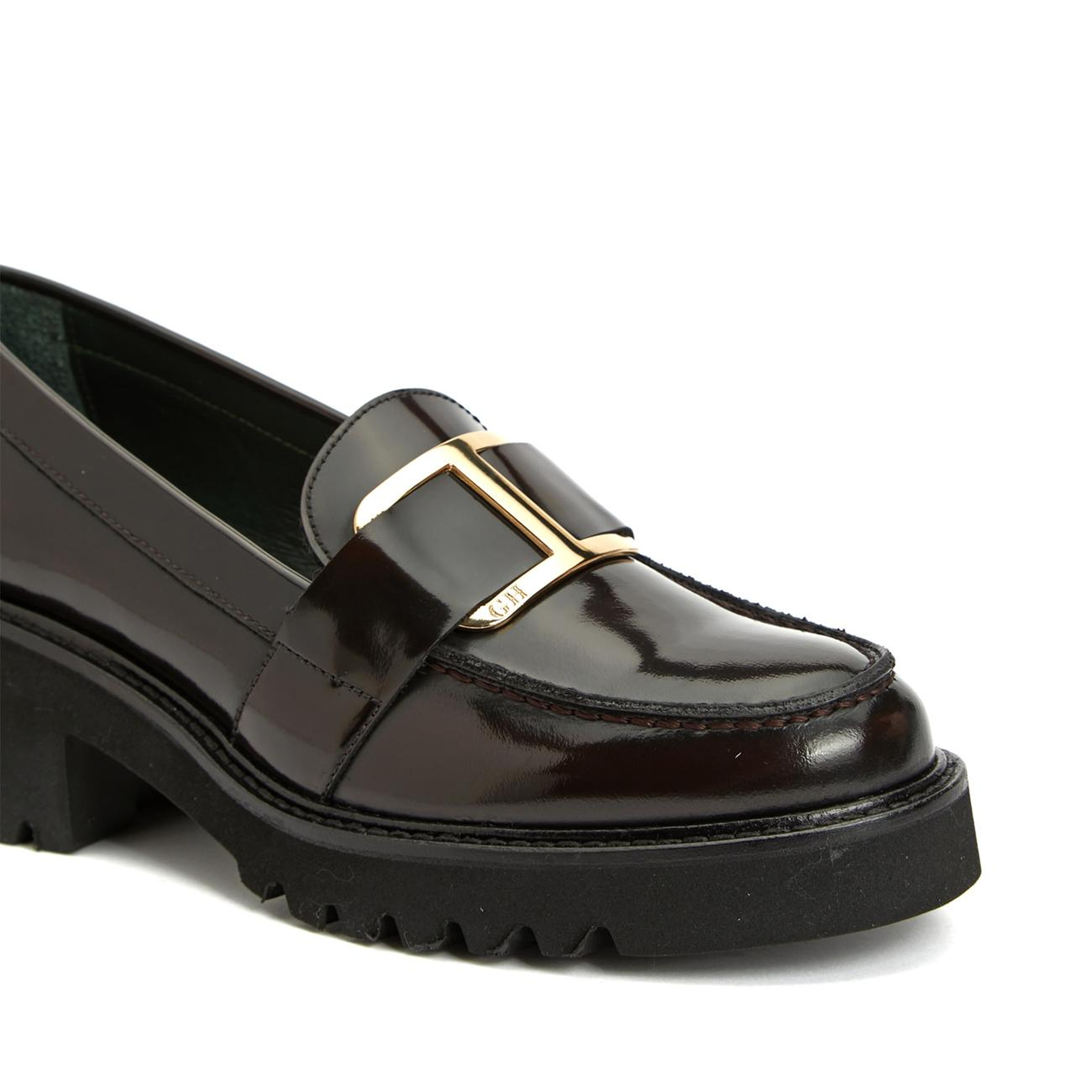 George Hogg Icons Kadın Kahverengi Tokalı Deri Topuklu Loafer