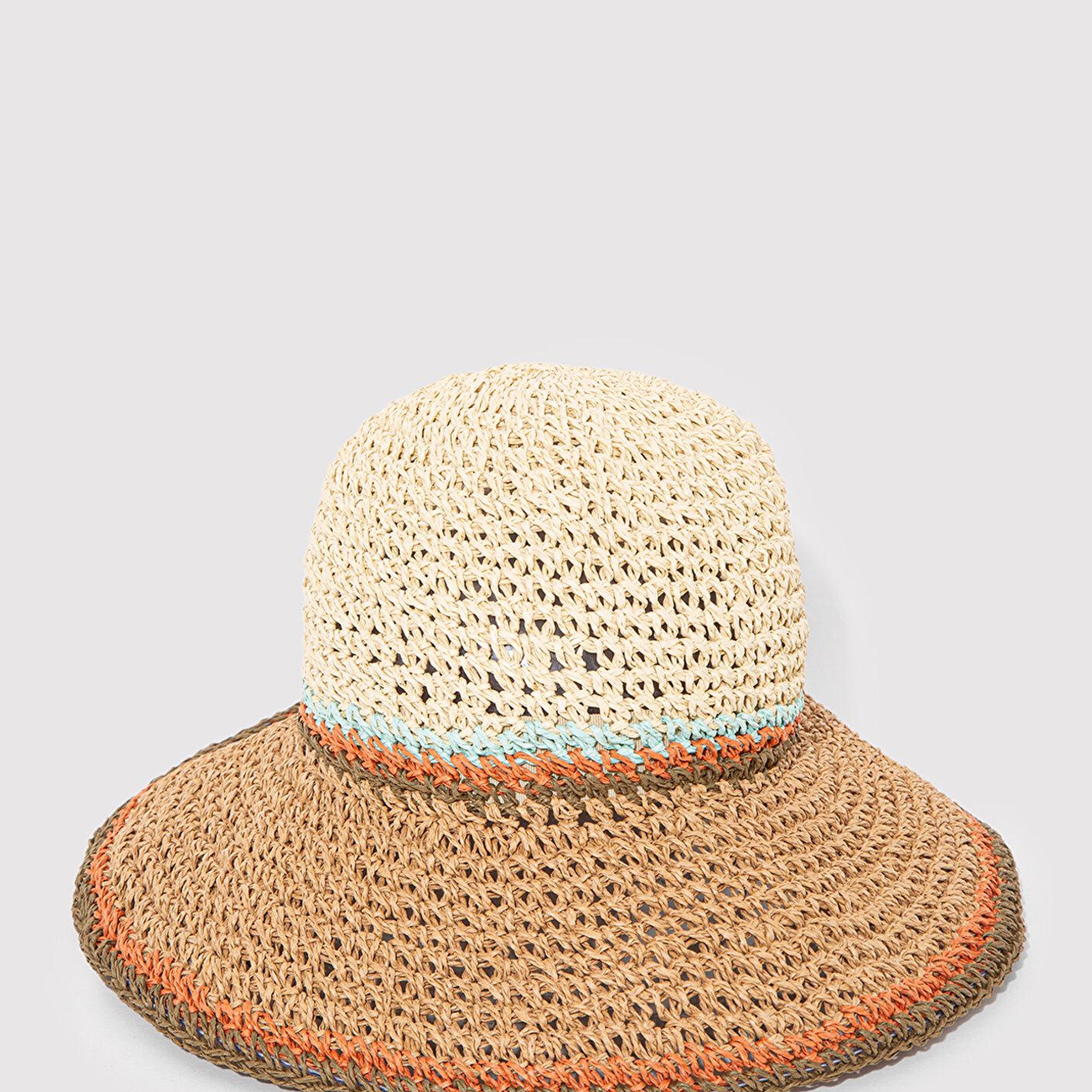 Mavi Bej Hasır Bucket Şapka 1910085-70202