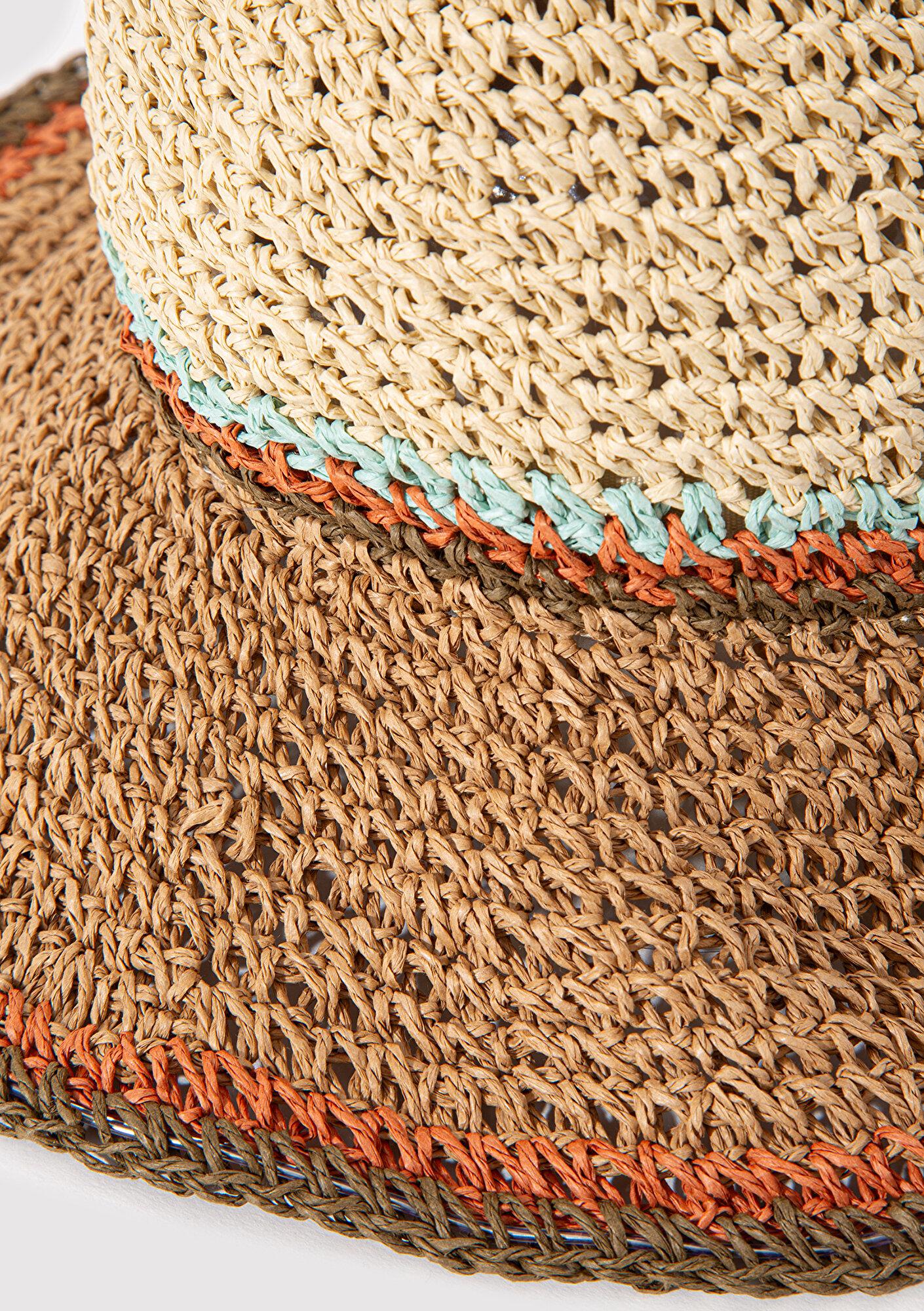 Mavi Bej Hasır Bucket Şapka 1910085-70202