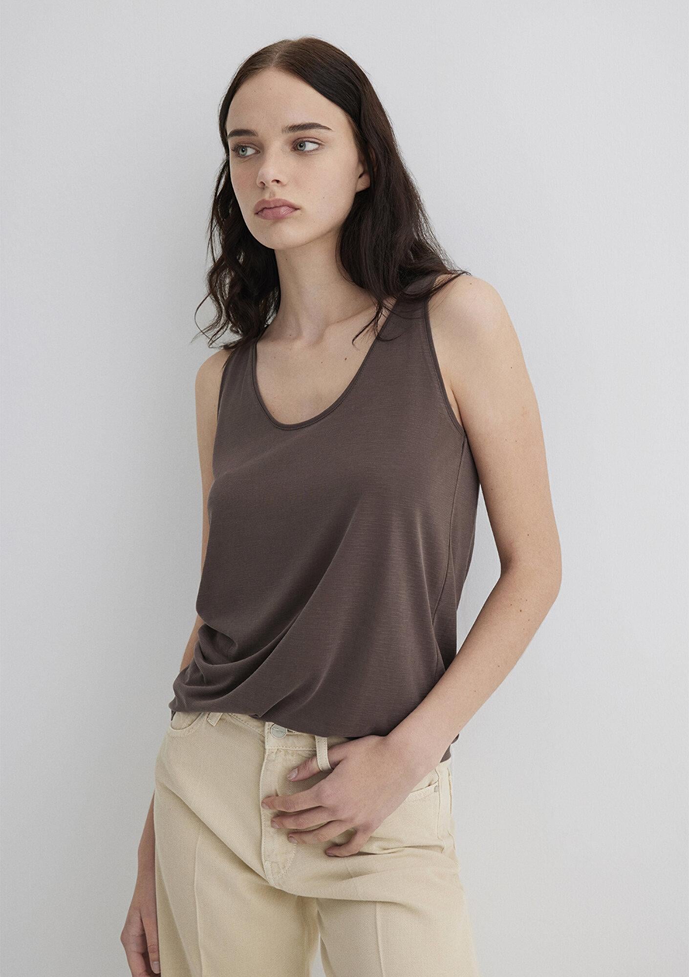 Mavi Soft-Premium Kahverengi (TENCEL™) Modal Karışımlı Atlet Slim Fit / Dar Kesim 1613216-87537