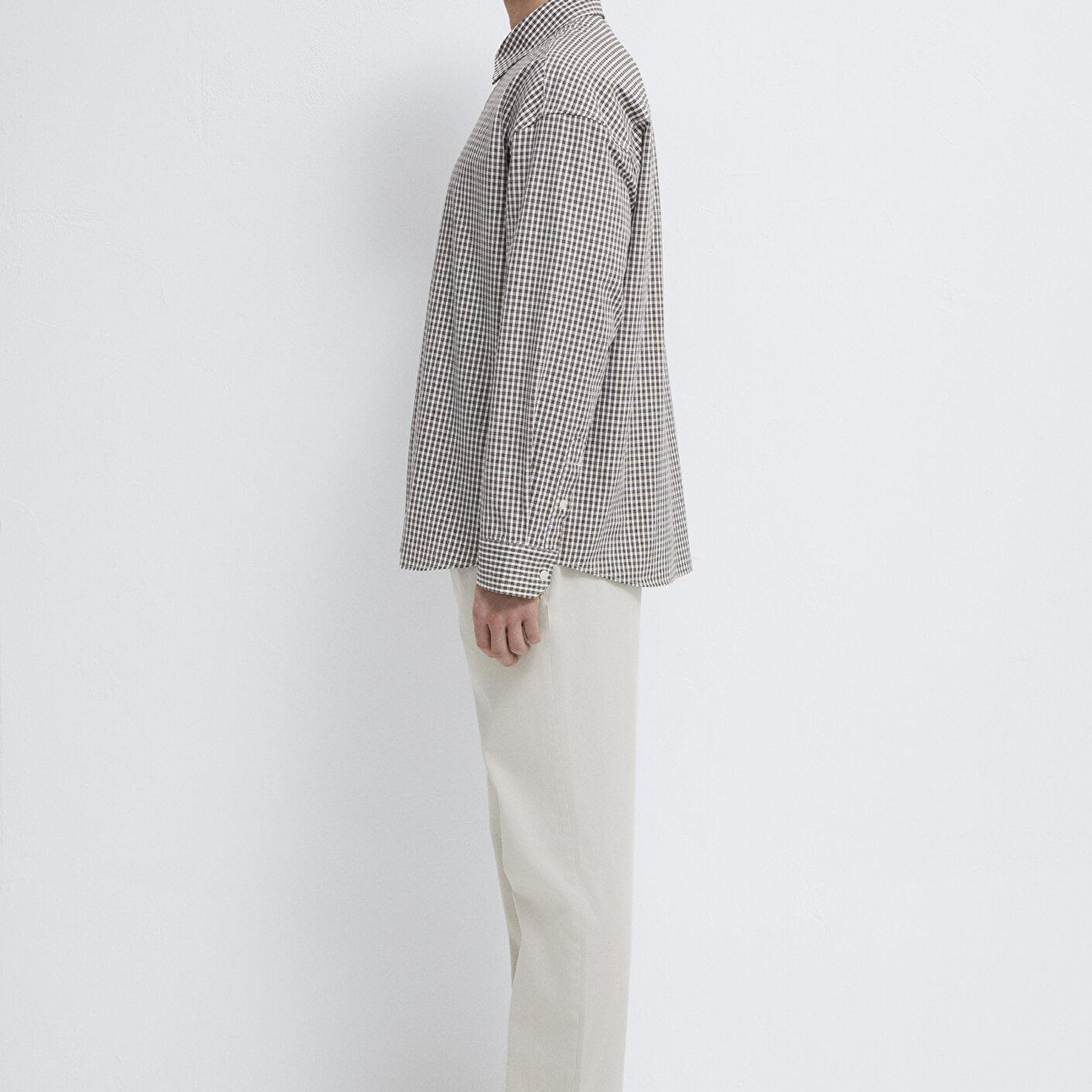 Mavi Kahverengi Ekose Gömlek Oversize / Geniş Kesim 0211870-91413