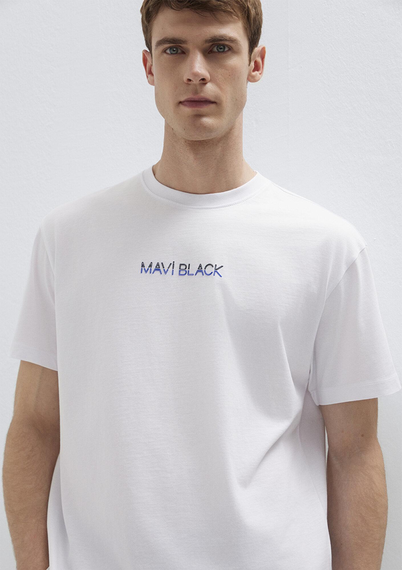 Mavi Mavi Black Baskılı Beyaz Tişört Loose Fit / Bol Rahat Kesim 0613365-620