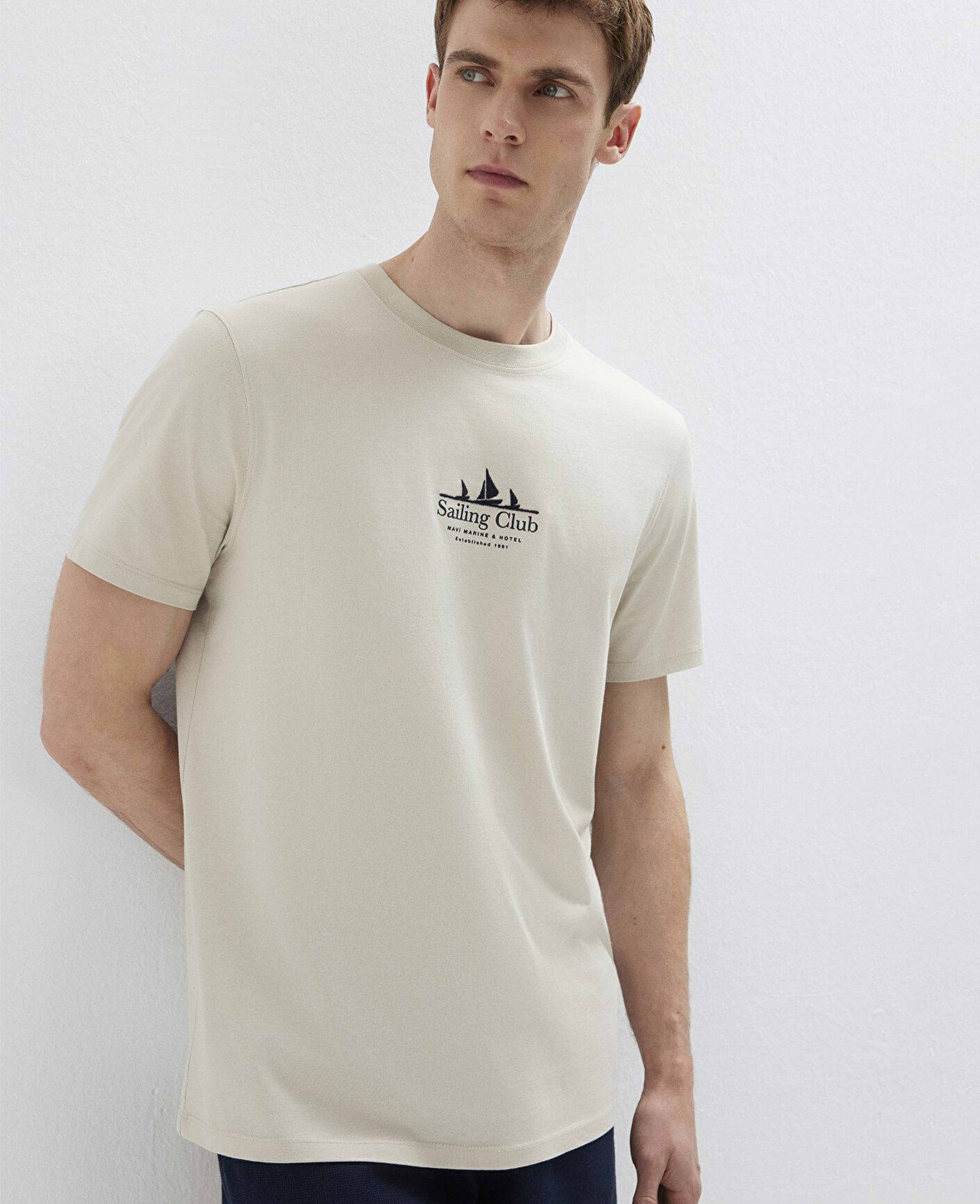 Mavi Baskılı Gri Tişört Loose Fit / Bol Rahat Kesim 0613284-70144