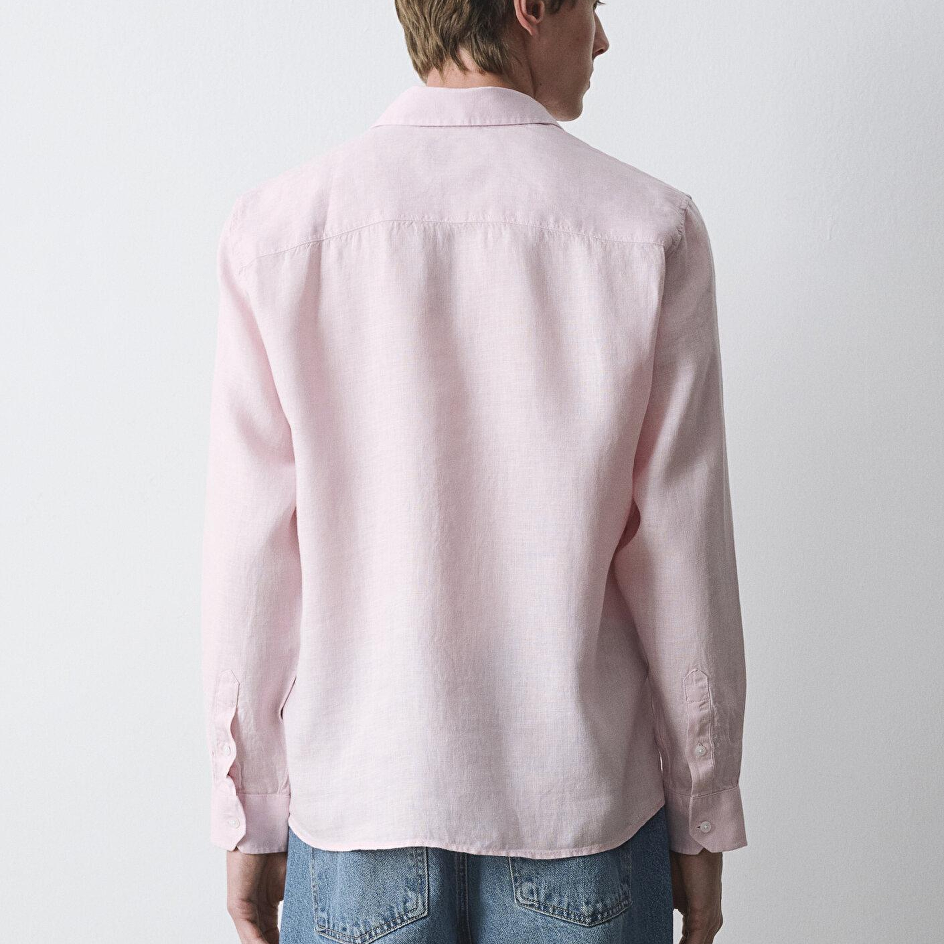 Mavi Pembe Keten Gömlek Regular Fit / Normal Kesim 0211963-71006