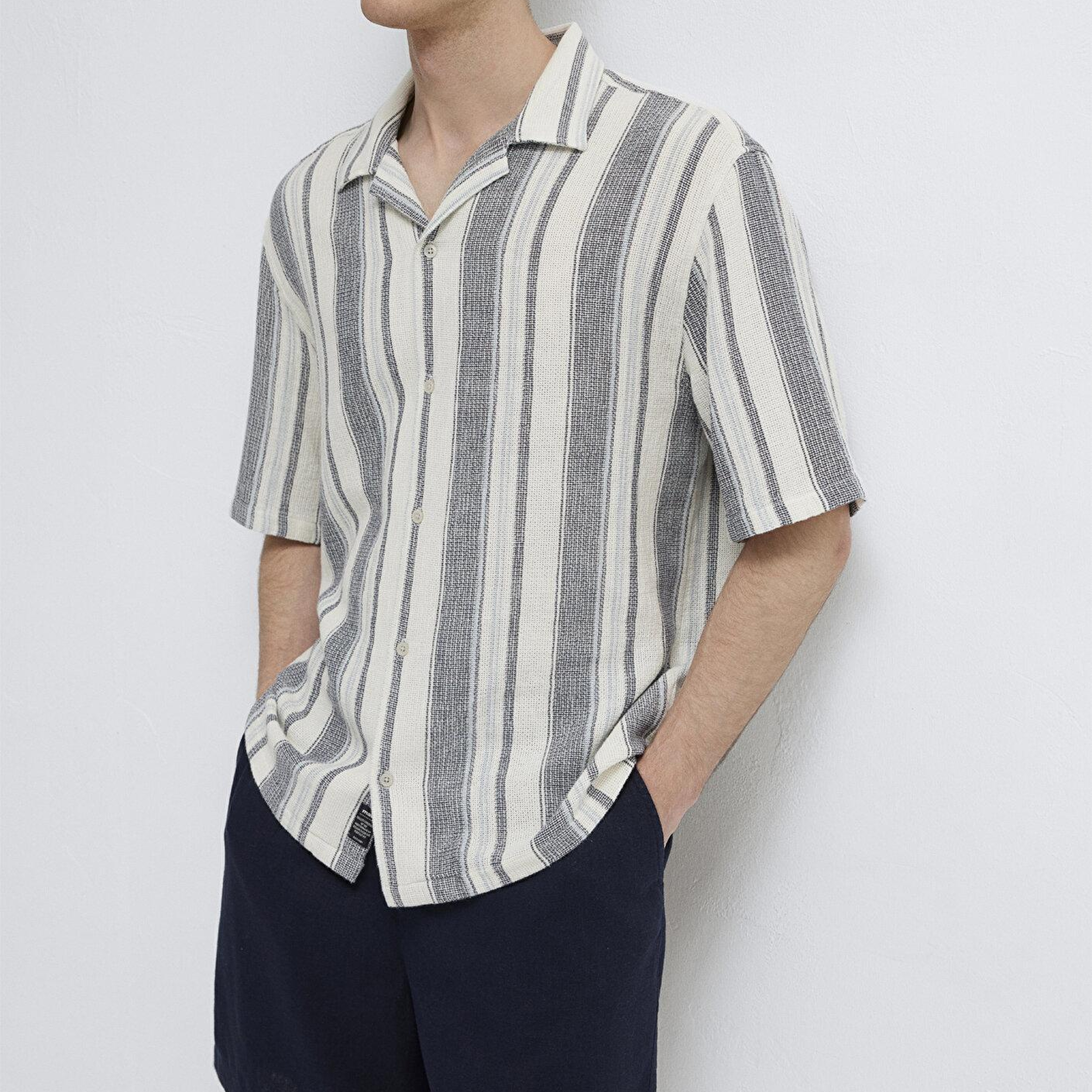 Mavi Çizgili Gömlek Loose Fit / Bol Rahat Kesim 0211951-91539