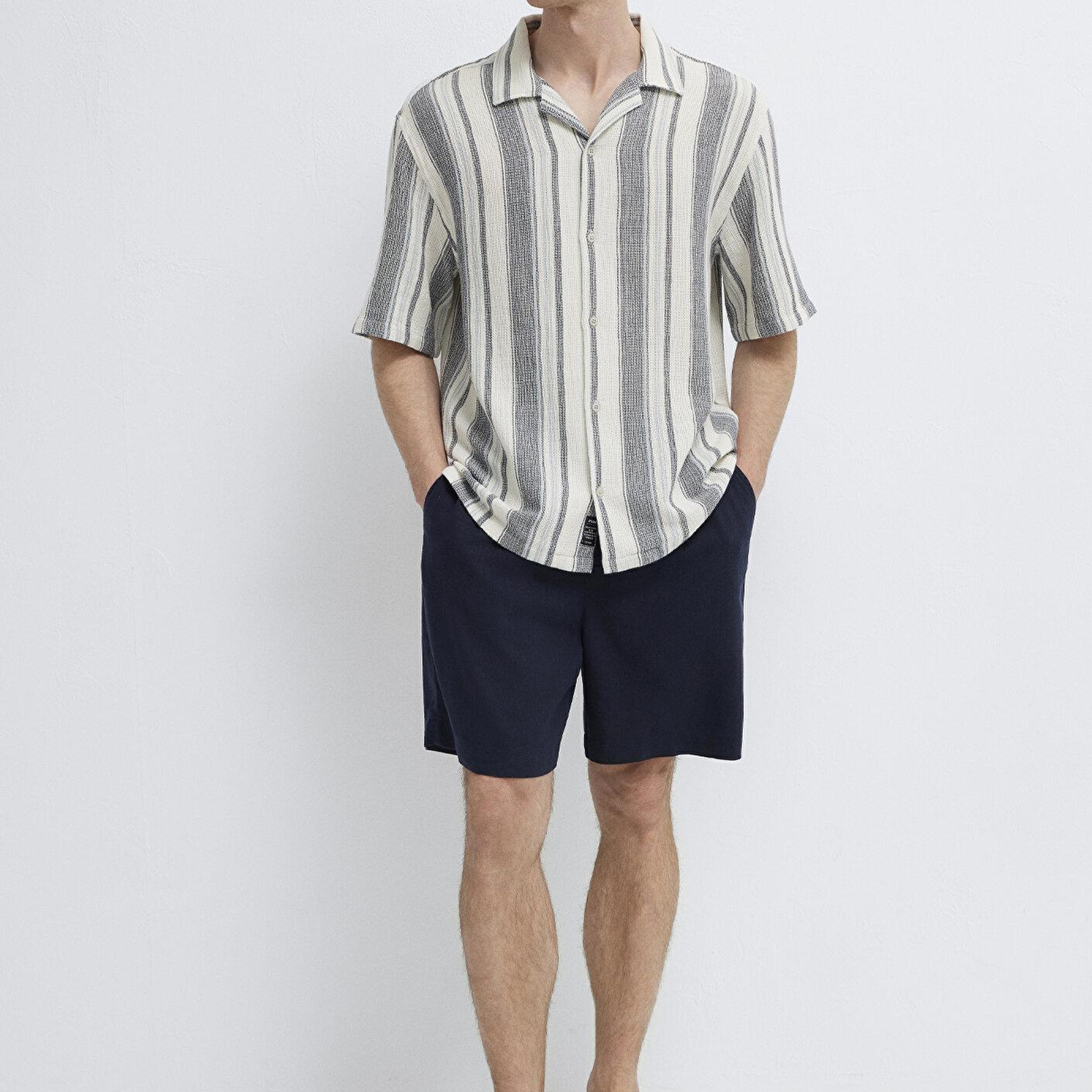 Mavi Çizgili Gömlek Loose Fit / Bol Rahat Kesim 0211951-91539