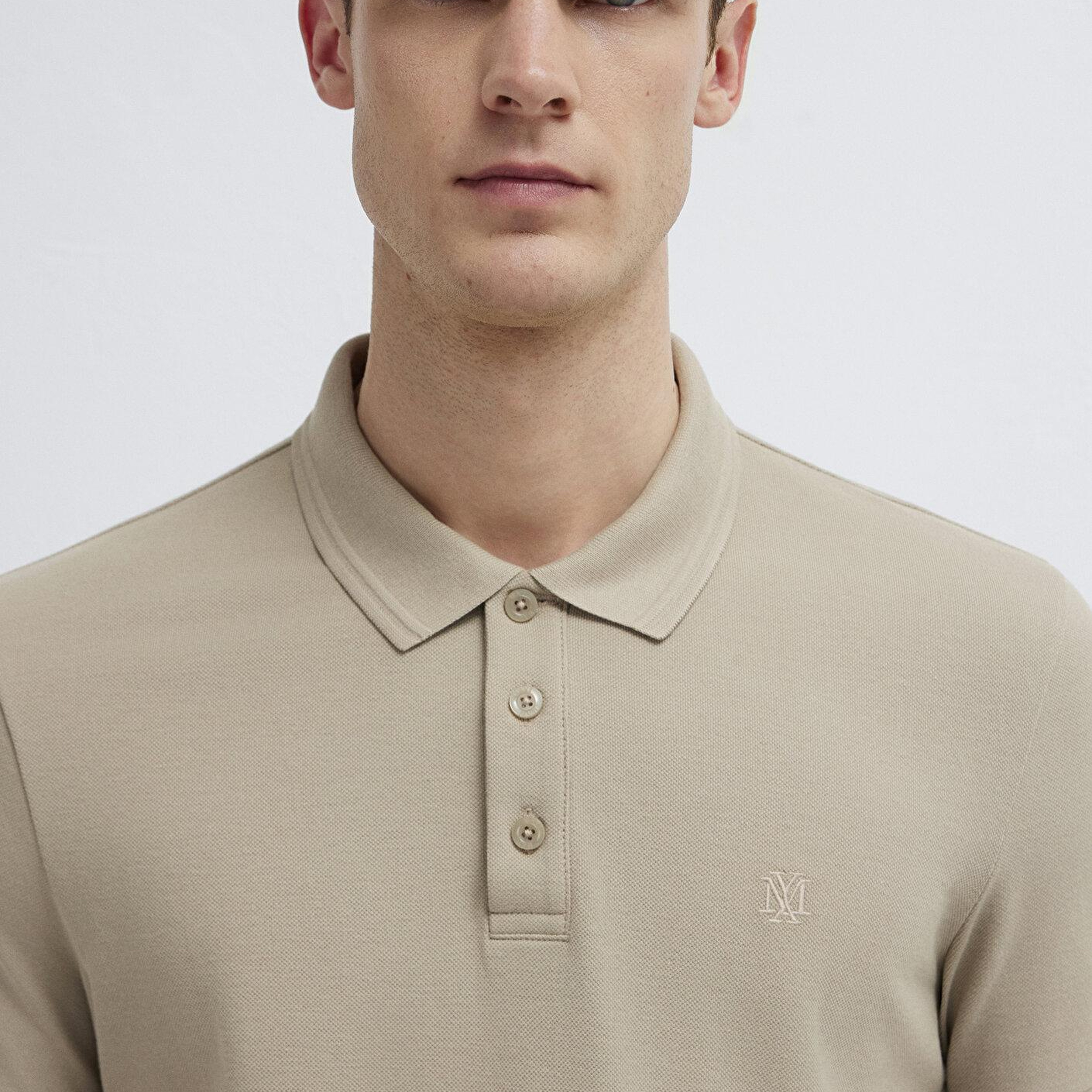 Mavi Bej Polo Tişört Slim Fit / Dar Kesim 064946-80697